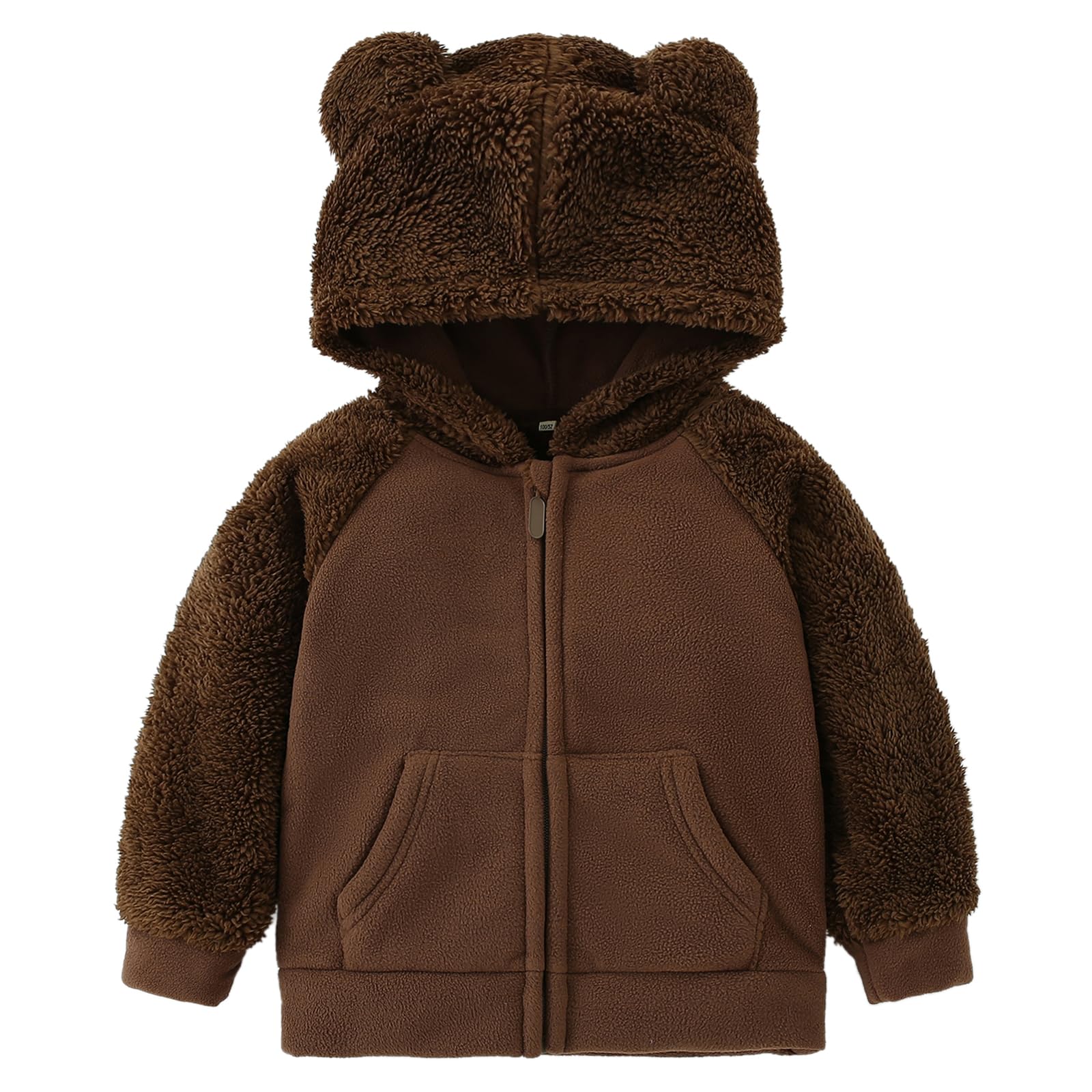 AMIYAN Bear Ears Shape Fleece Warm Hoodies Clothes Toddler Zip-up Light Jacket Sweatshirt Outwear For Baby Boys (Coffee, 2-3T) 1