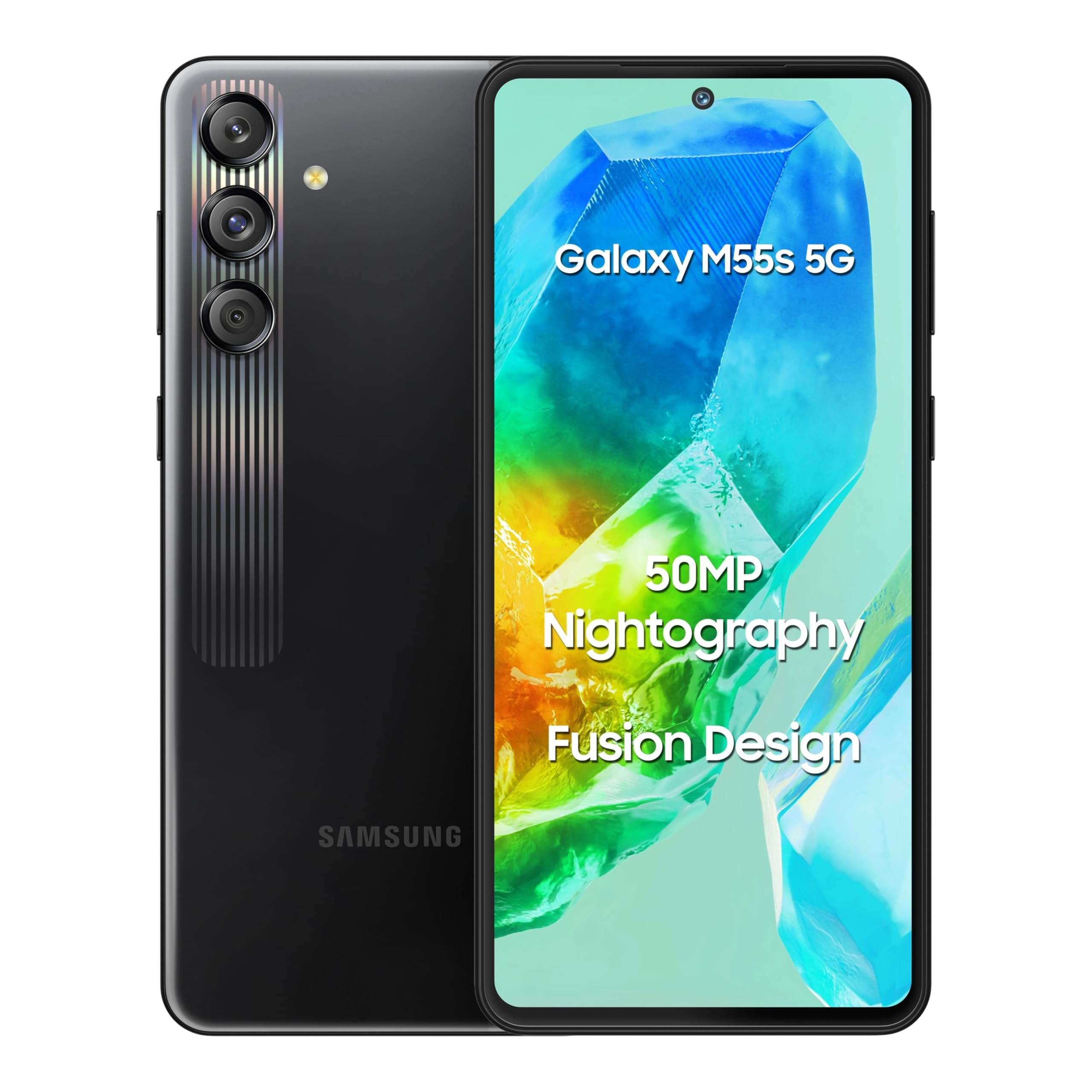 Samsung Galaxy M55s 5G (Thunder Black,8GB RAM,128GB Storage) | 50MP Triple Cam| 5000mAh Battery| Snapdragon 7 Gen 1 | 4 Gen. OS Upgrade & 5 Year Security Update| Super AMOLED+ Display| Without Charger 1