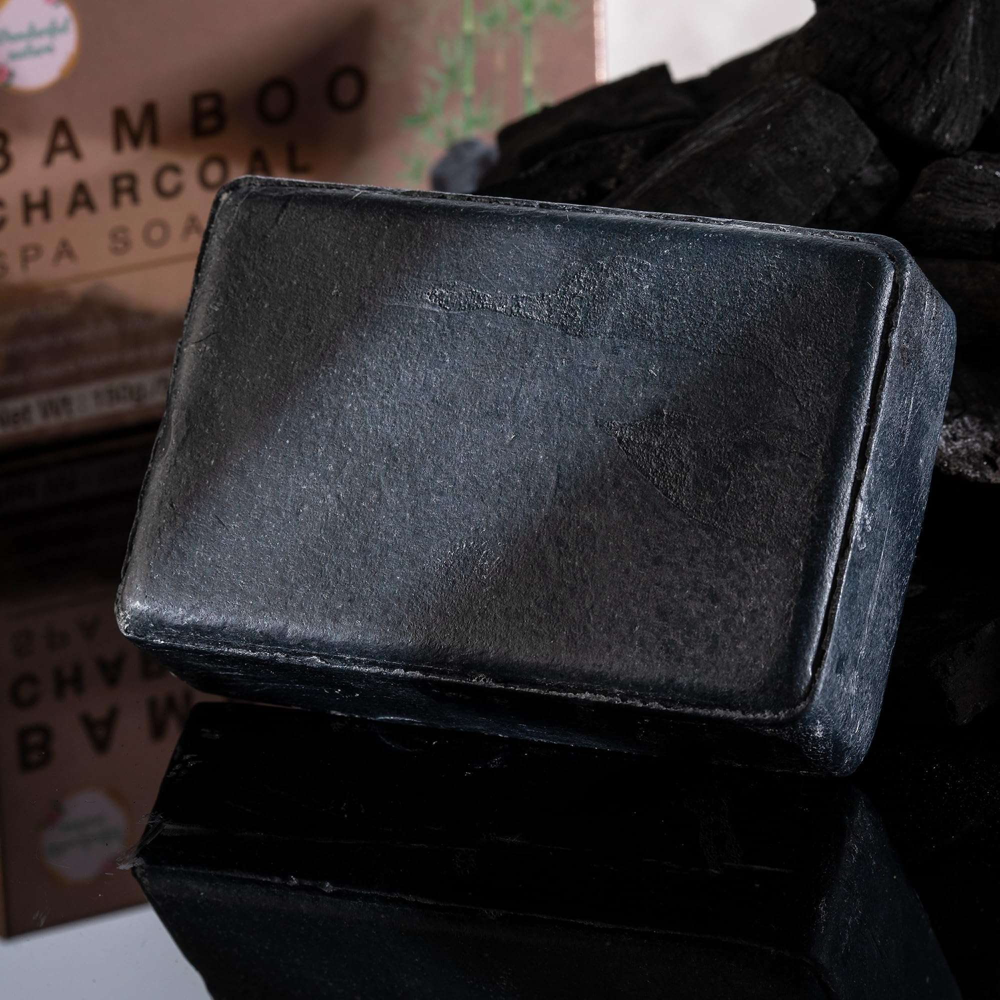 Bamboo Charcoal Spa Soap Deep cleansing, deodorant, acne problems, remove residue, Clean, clear, smooth, soft, radiant, healthy-looking skin 150 g. (Pack of 6) 6