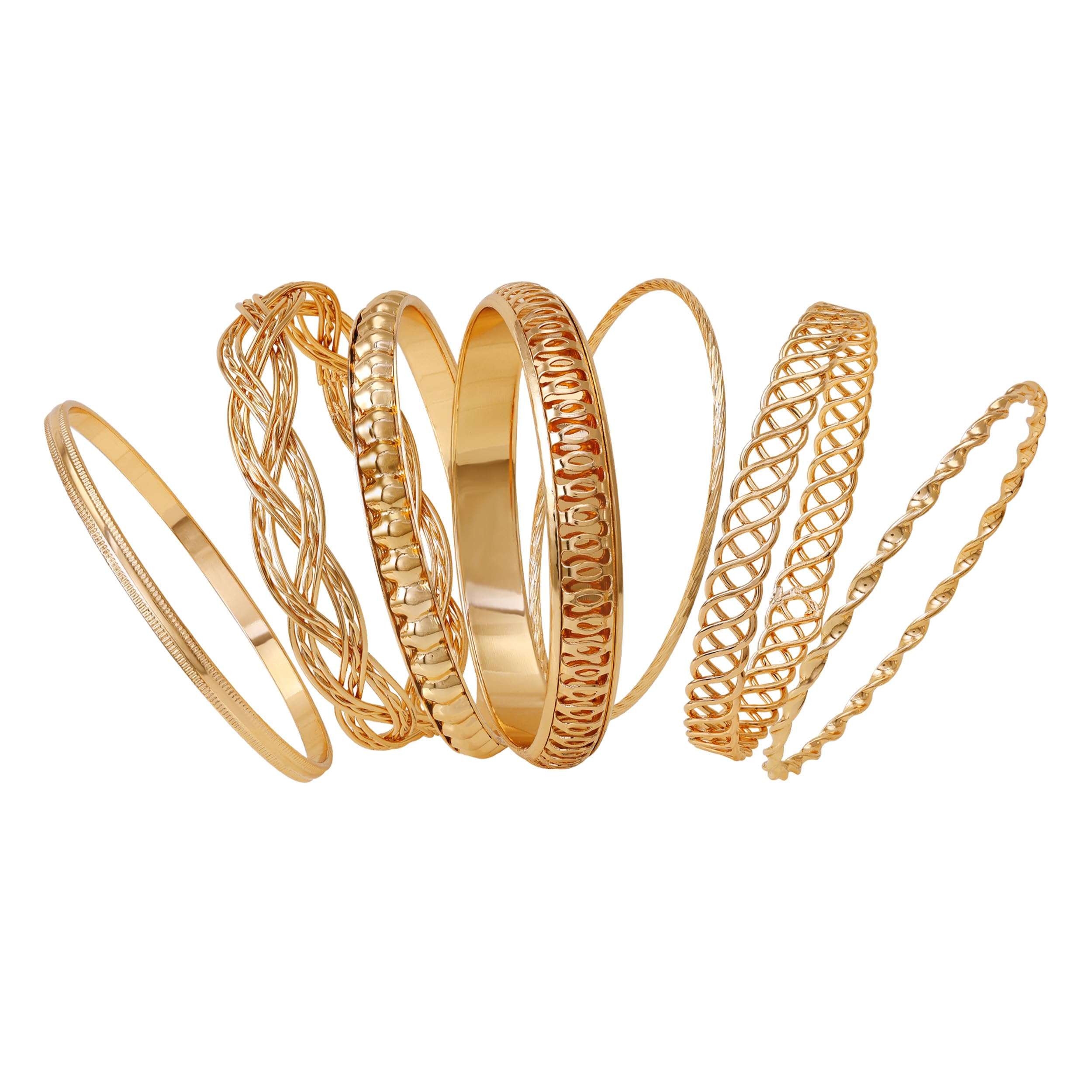 GUESS "Basic" Gold 7 Piece Mixed Bangle Bracelet 2