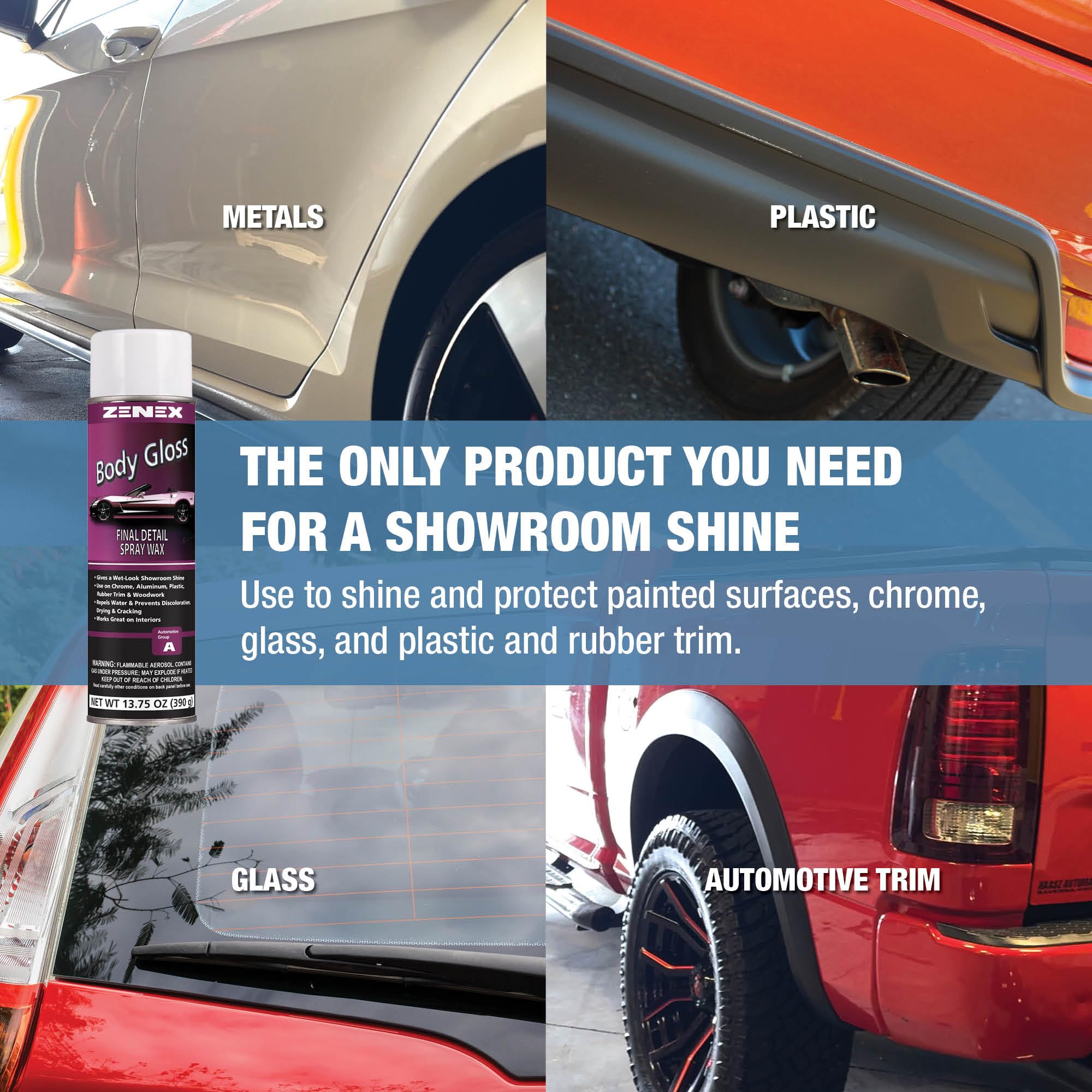 Zenex Body Gloss Final Detail Spray Wax - High Gloss Detail Car Cleaner & Wax | Wet-Look Showroom Shine | Safe For Interior & Exterior Surfaces | For Cars, Trucks, RVs, & More | 13.75 oz (12 Pack) 4