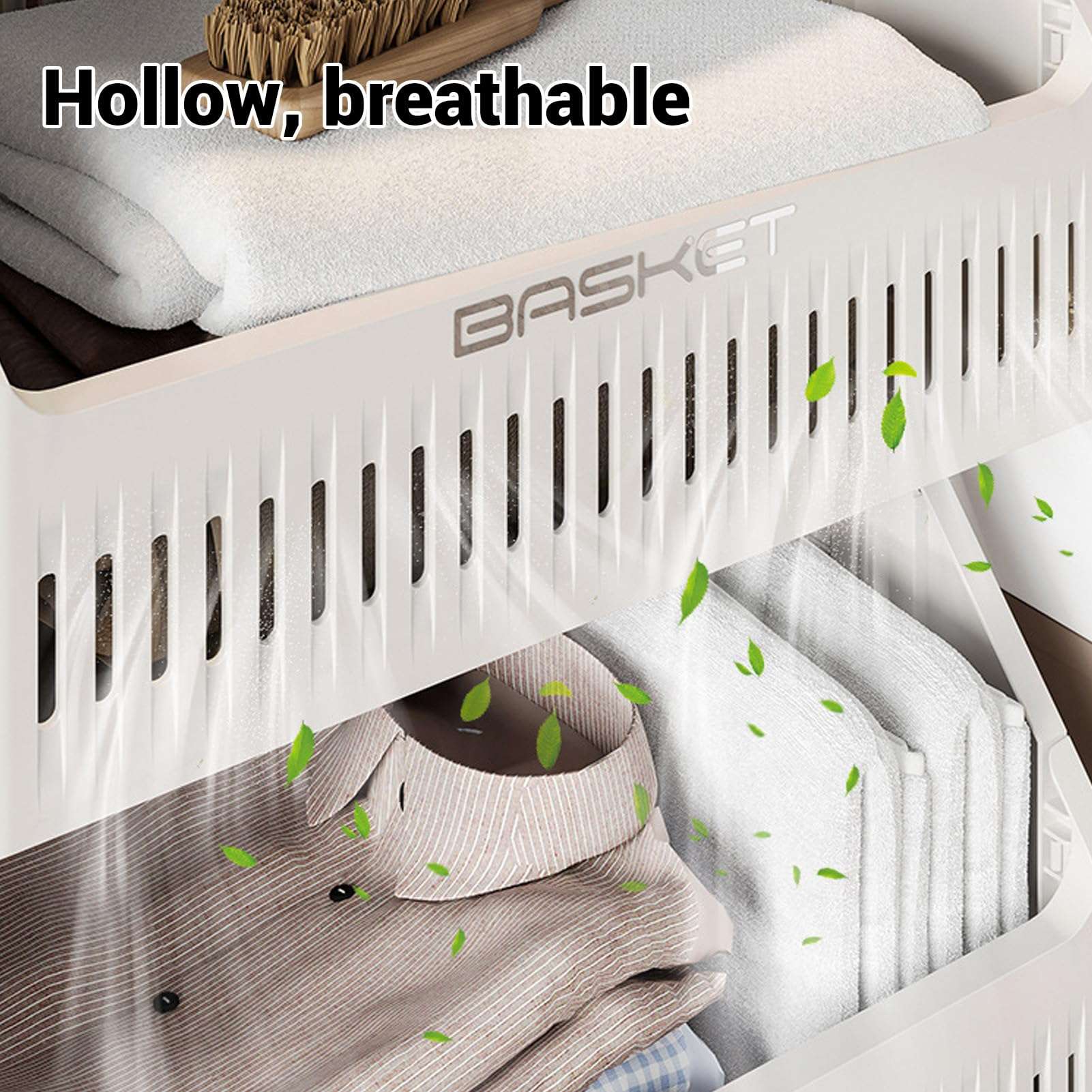 Vikye Rolling Storage Cart, Sturdy Laundry Basket Organizer with Wheels, Space - Saving Folding Design for Kitchen Bathroom Living Room (3 Tiers) 4