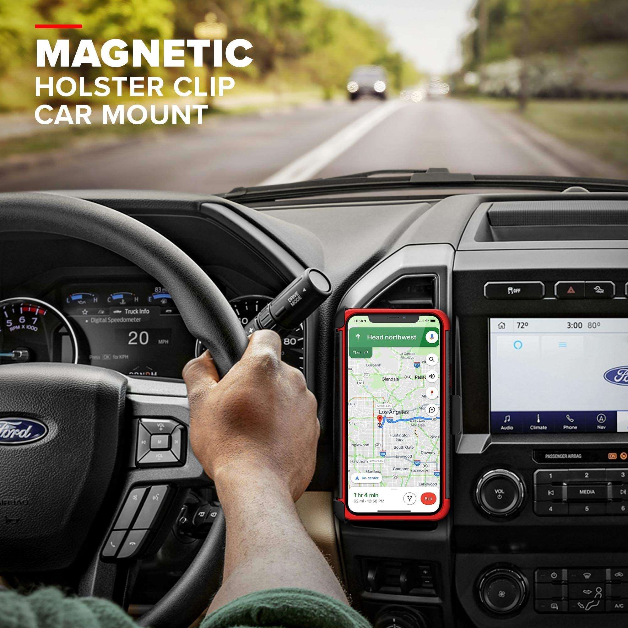 Zizo Bolt Cover - Case for iPhone 11 Pro with Military Grade + Glass Screen Protector & Kickstand and Holster (Black/Red) 5