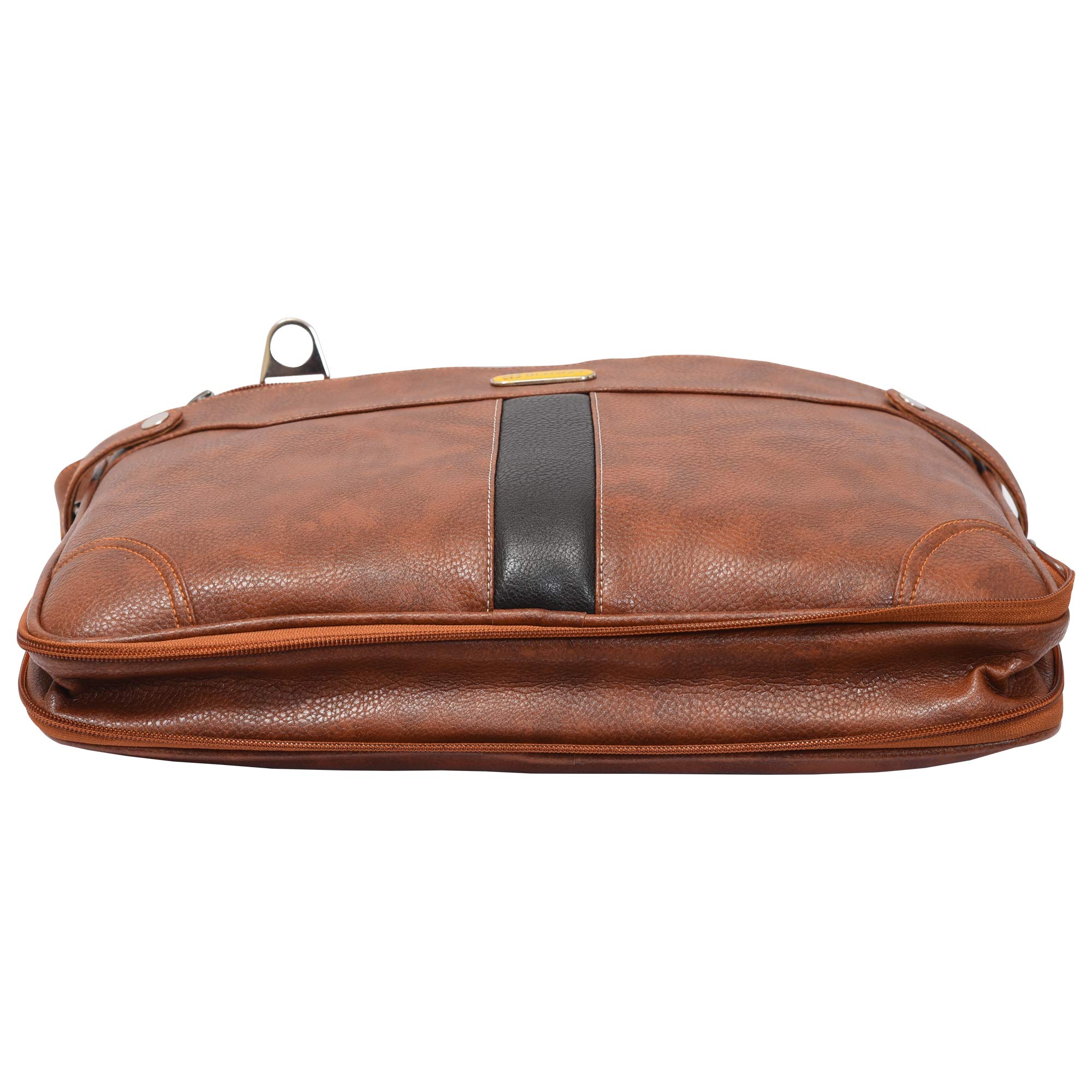 Blowzy Bags PU Leather 14 inch Laptop Expandable Shoulder Messenger Sling Office Bag for Men & Women – (40 x 29 x 6 cm, (Tan) 5