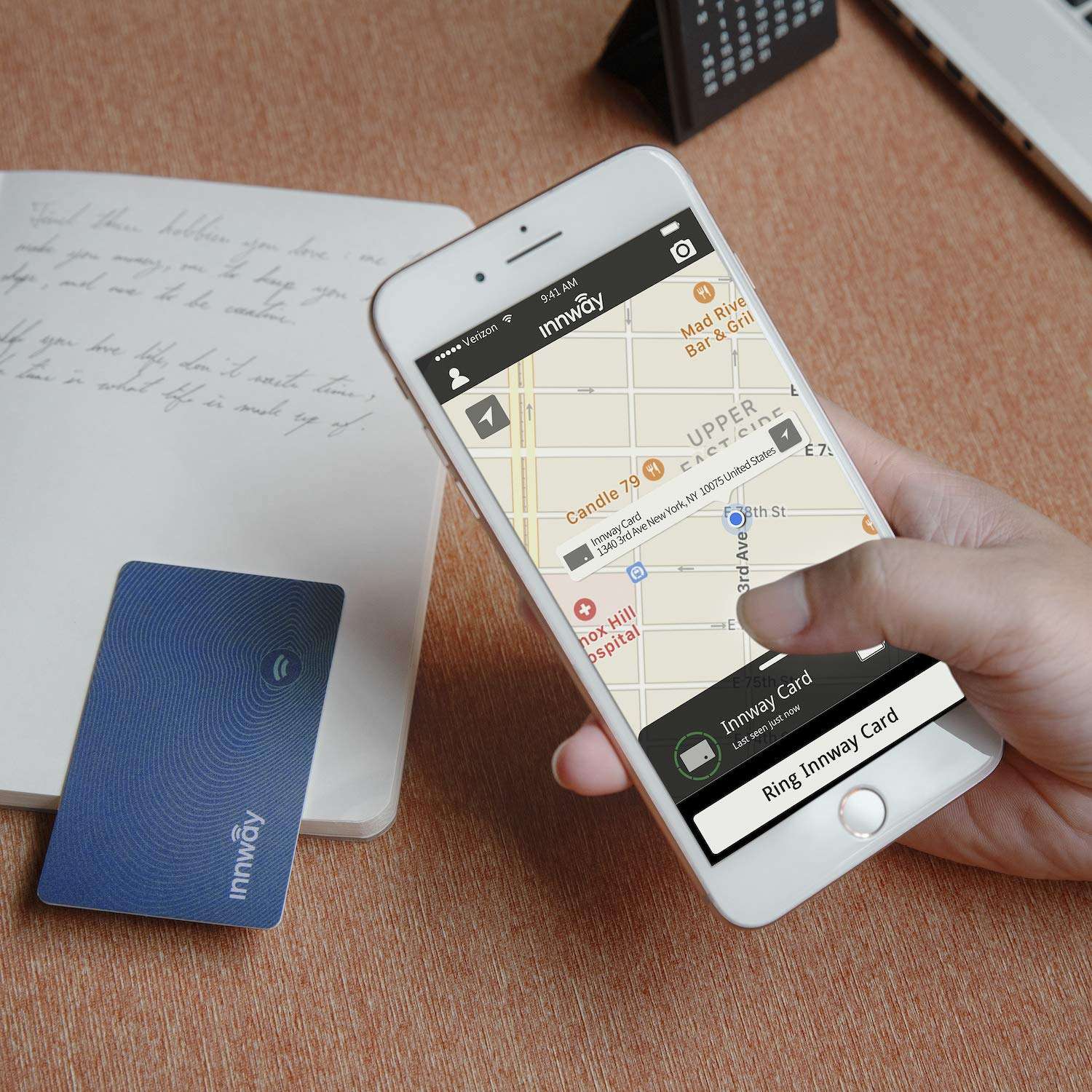 Innway Card Classic - Ultra Thin Rechargeable Bluetooth Tracker Finder for Android. Find Your Wallet, Bag, Backpack, Keys, Laptop, Tablet. (Blue) 3