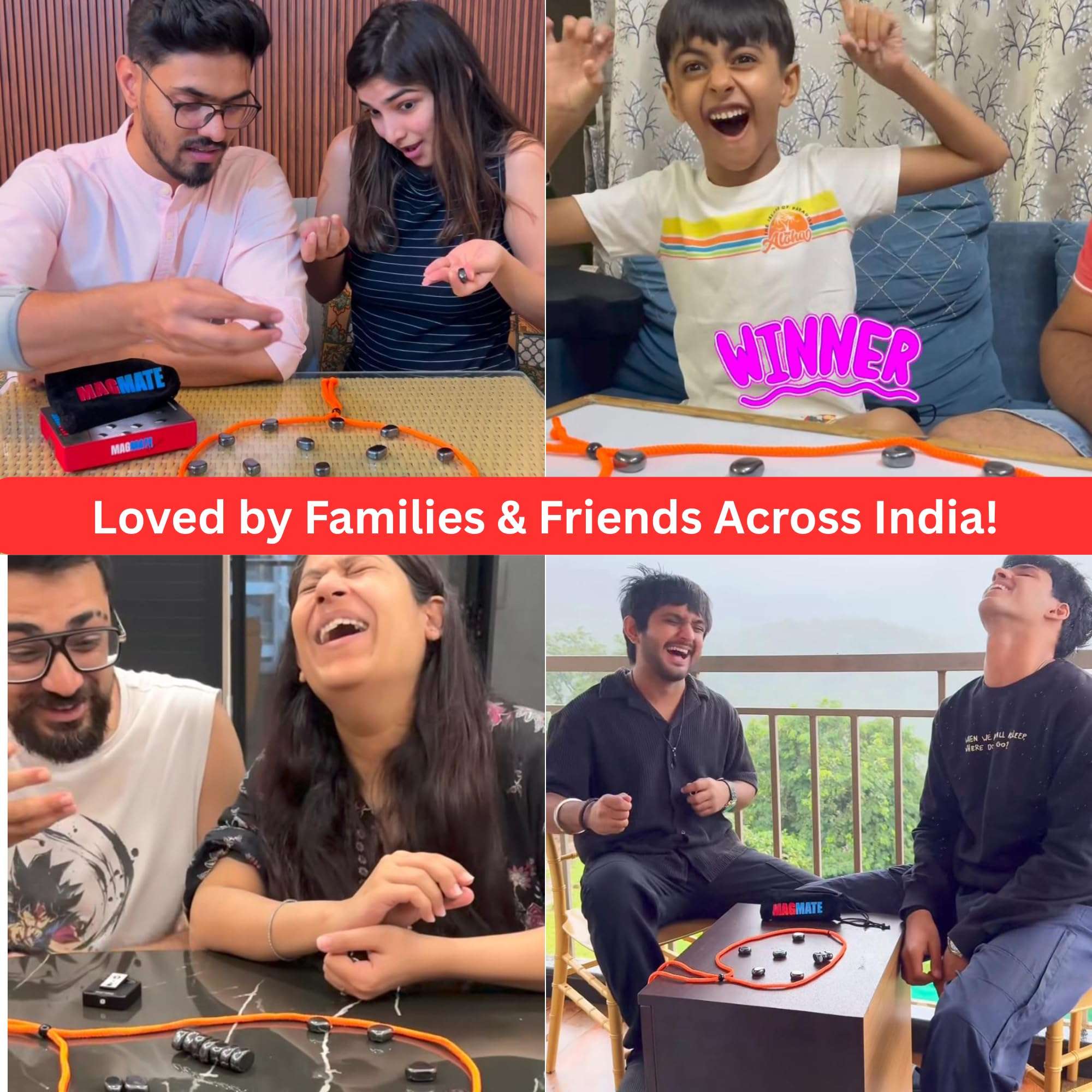 MAGMATE Original Magnetic Board Game – Ages 3+ Fun Strategy & Educational Game for Kids & Adults – Includes 24 Irregular Magnets, Rope, Travel Pouch – Portable Puzzle for Family & Travel (Classic) 4