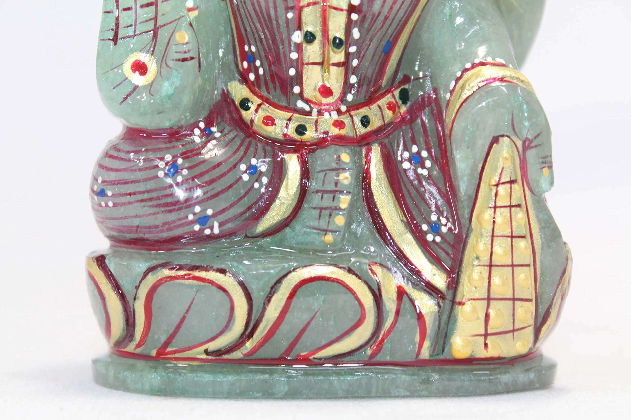 Rajasthan Gems Lakshmi Green Jade Stone Goddess Idol Statue Hindu Religious Hand Painted B222 4