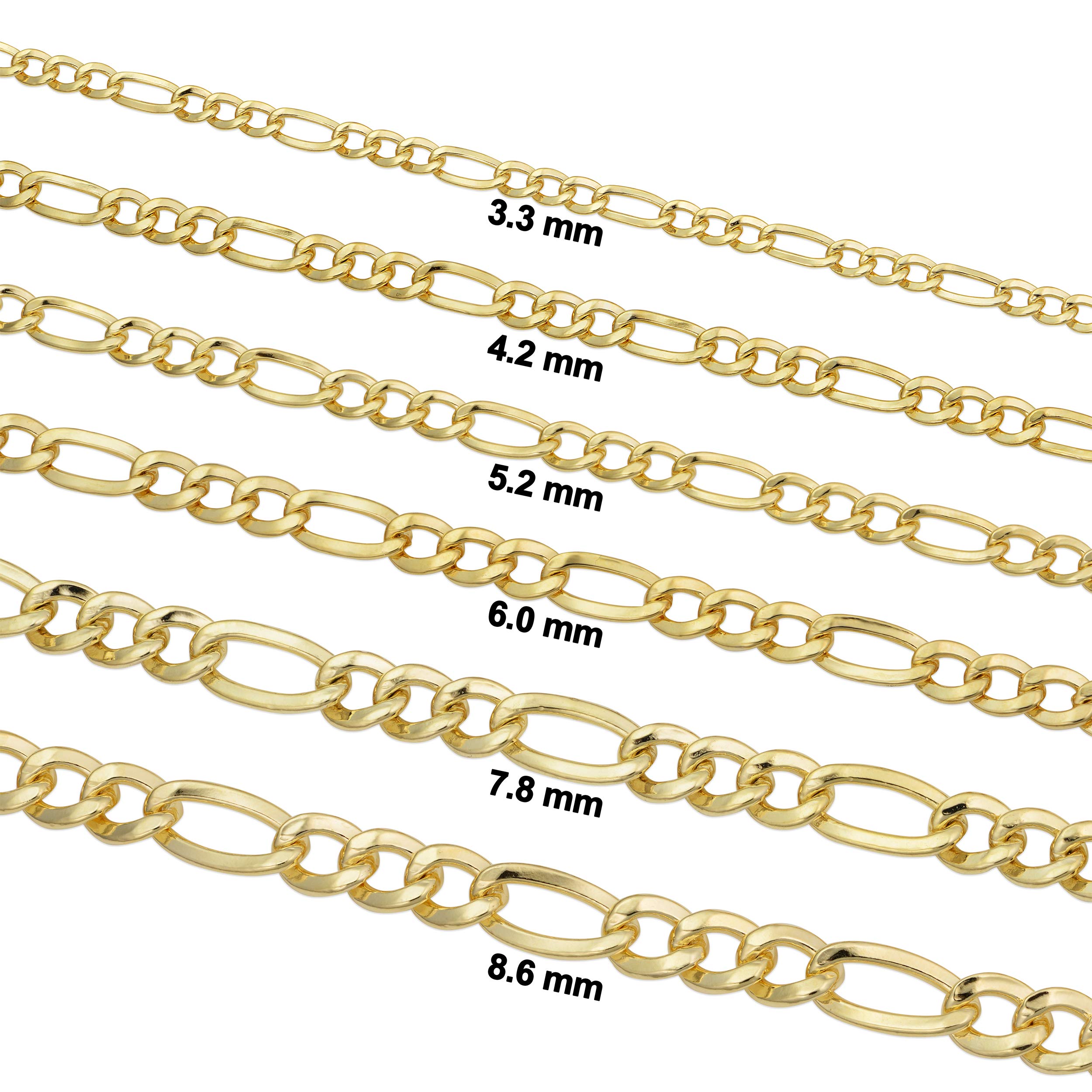 Kooljewelry 14k Yellow Gold Filled Solid Figaro Link Chain Necklace (6 mm, 22 inch) 3