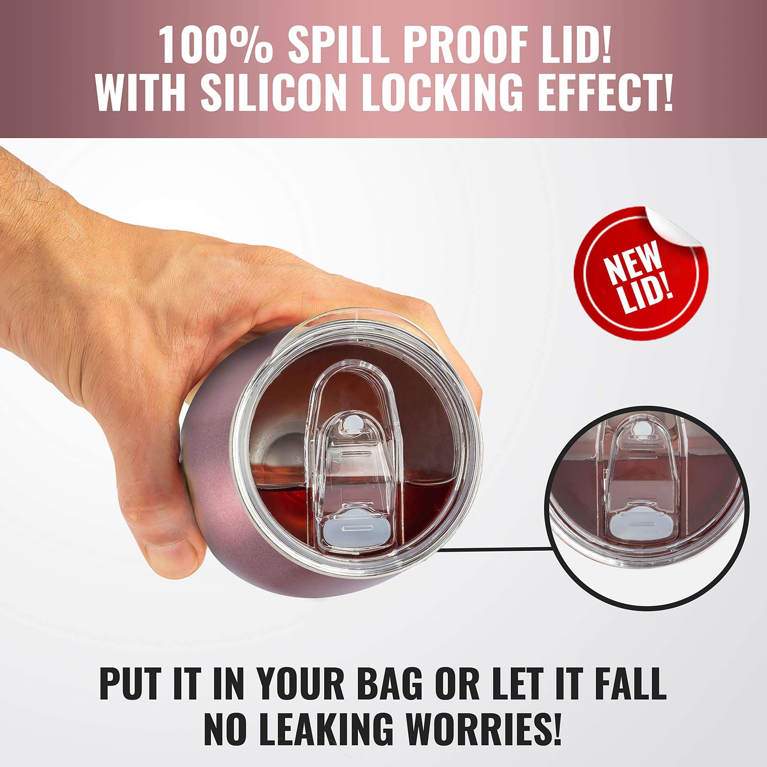 2 Pack - 12 oz White Replacement Silicon Lid Ring, 2.9 Inch Diameter - White Gasket Seals, Lid for Insulated Stainless Steel Wine Tumblers, Gasket Rings Cups Vacuum Effect, Fits on 𝐁𝐫𝐚𝐧𝐝𝐬 5