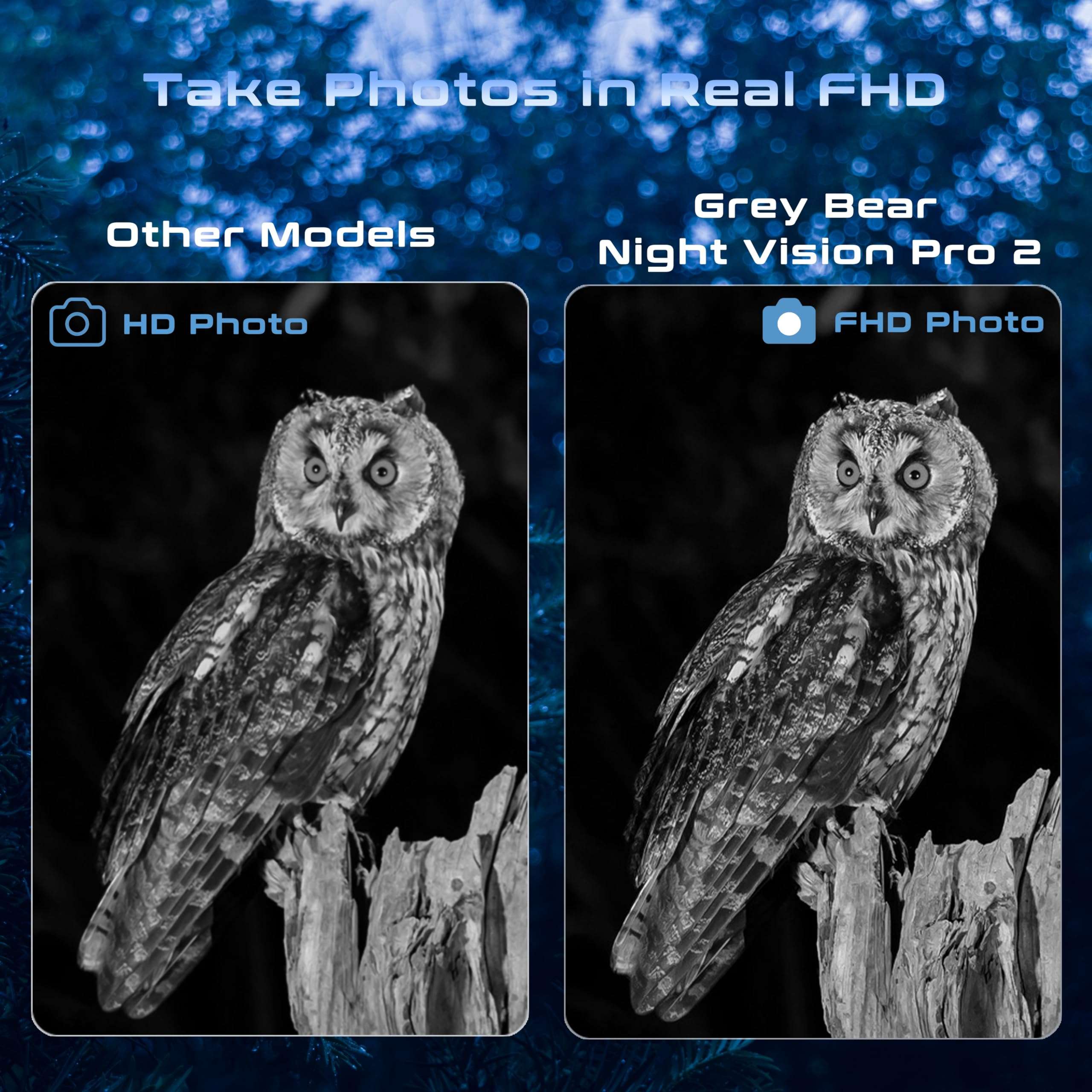 Grey Bear Night Vision Goggles PRO 2, 9X Magnification Infrared Binoculars for Adults, FHD 60FPS Video (REAL*) to Capture Fast Motion, No-Glare IR, 32GB - Hunting, Camping, Hiking, Security (NVB-200F) 4