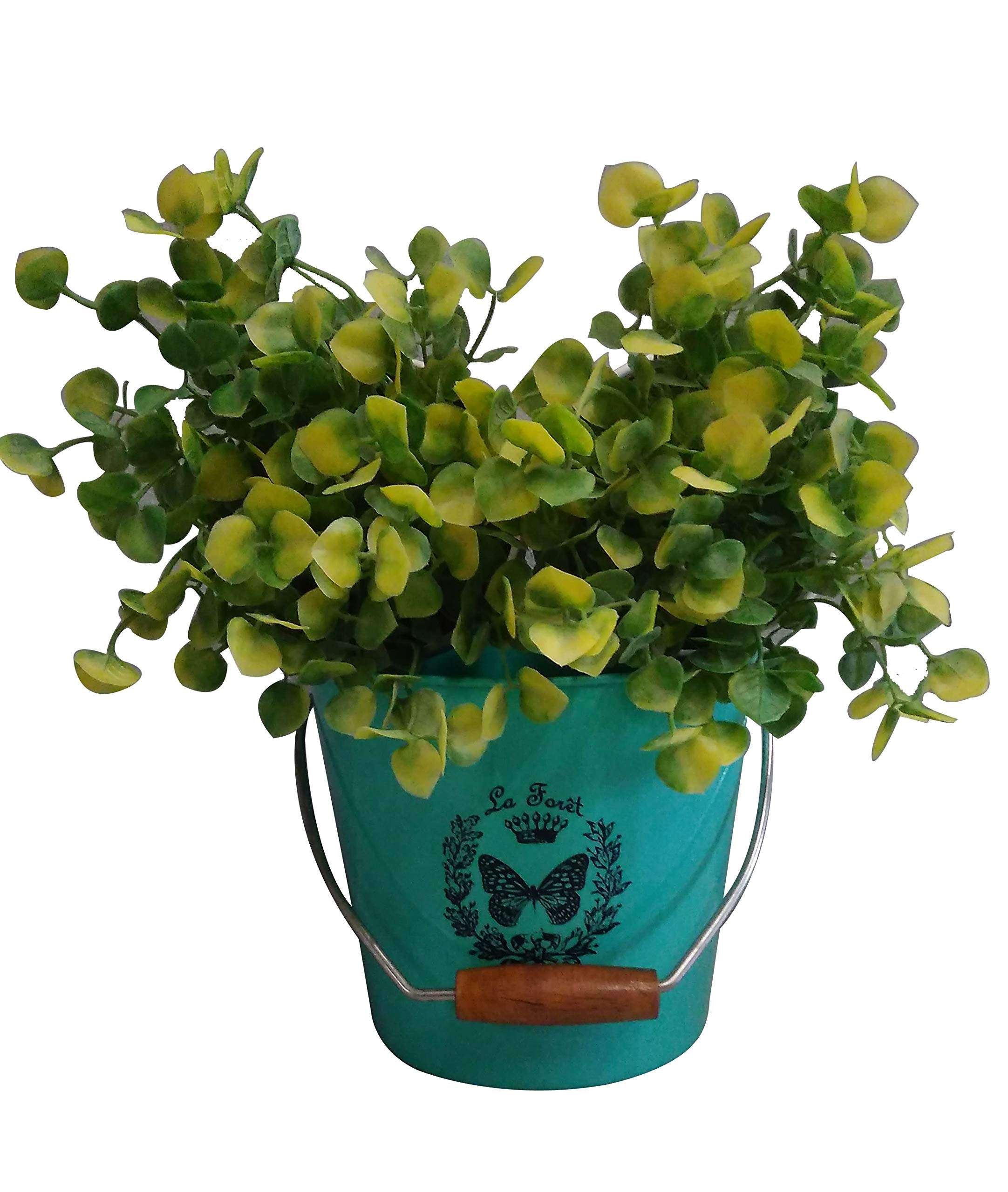 Elan Butterfly Print Planter for Balcony, Indoor Outdoor Pot, Durable Metal (Single, Aqua), 1 Piece 1