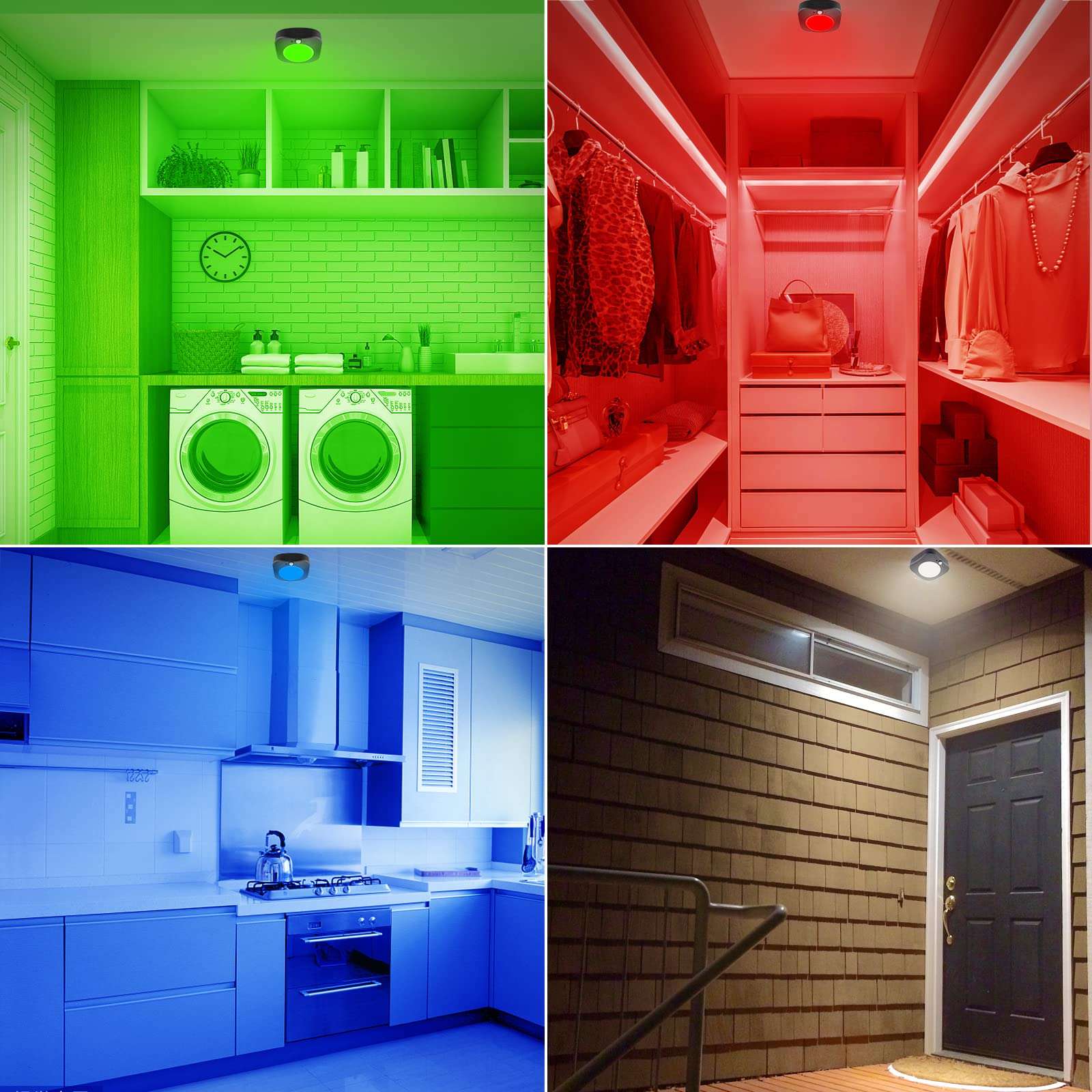 BIGMONAT Motion Sensor Shower Light Rechargeable, Wireless Ceiling Light with Remote, Dimmable RGB Light for Closet Bathroom Hallway Cabinet Bedroom Laundry Dorm, 220LM 5