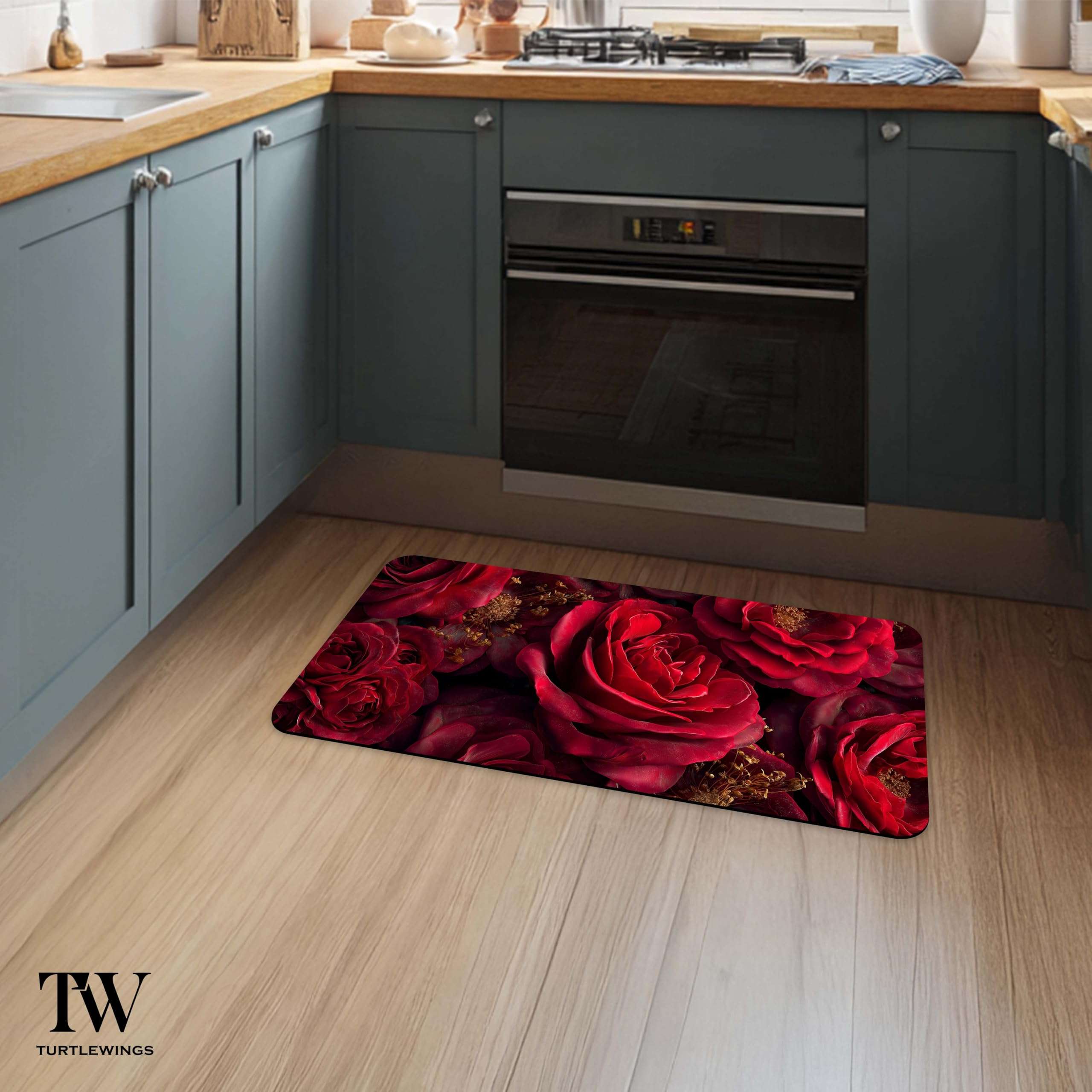 Floor Mat – Quick Dry Diatomite Absorbent Rug | Anti-Slip Soft Rubber Base Doormat for Bathroom, Bedroom, Kitchen & Entryway | Carpet Bathroom Floor Mat (80×40 cm – 3D Illusion Deep Red Rose Design) 6