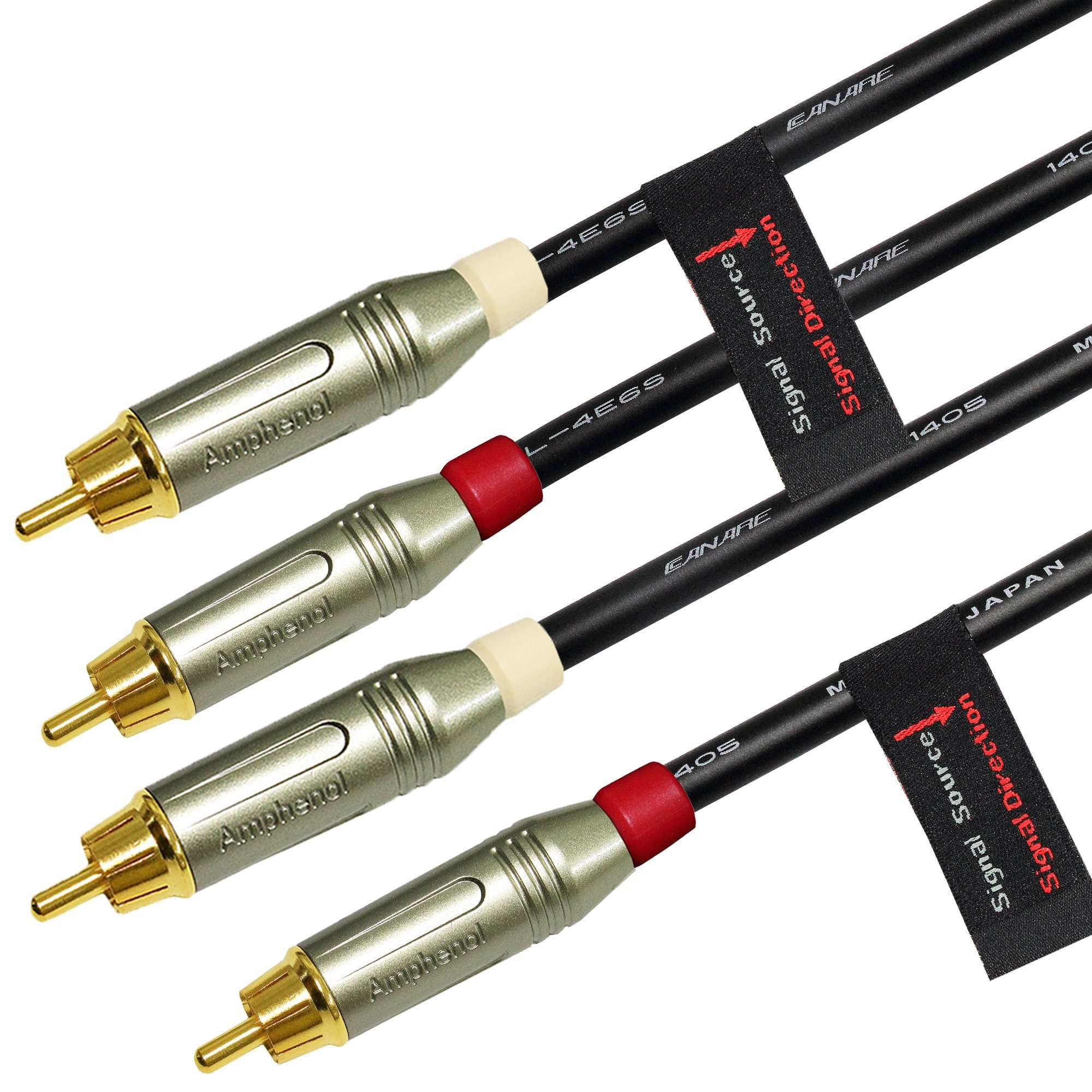WORLDS BEST CABLES 3 Foot RCA Cable Pair - Made with Canare L-4E6S, Star Quad, Audio Interconnect Cable and Amphenol ACPR Gold RCA Connectors – Directional Design - Custom Made 5