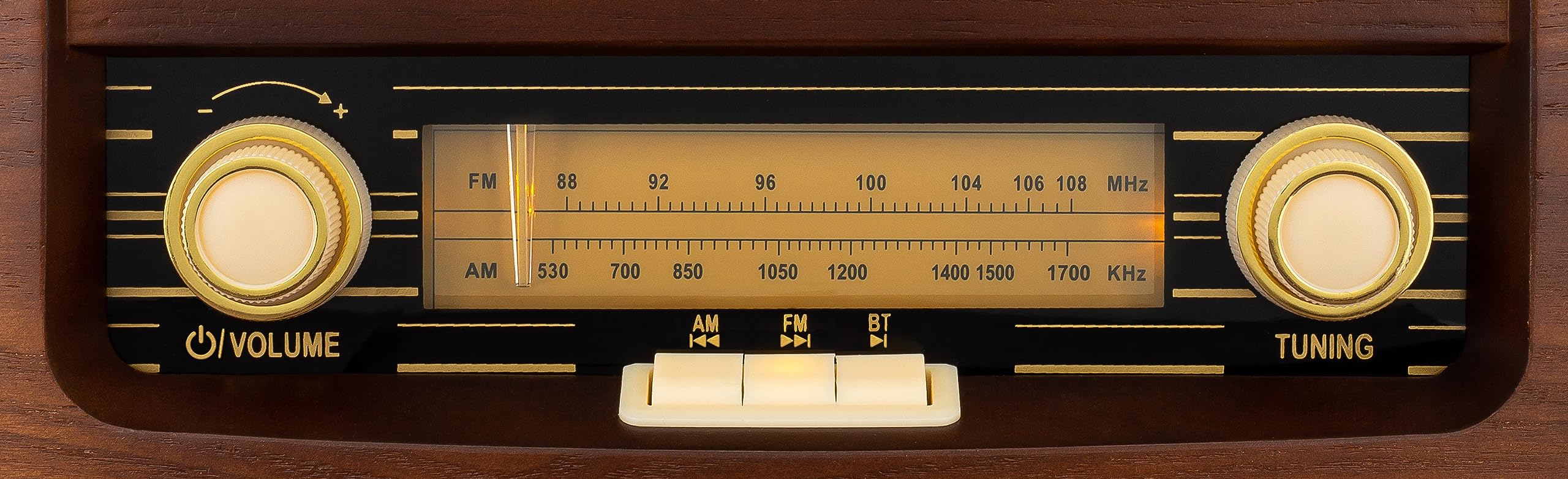 ClearClick Classic Vintage Retro Style AM/FM Radio with Bluetooth, Aux-in, & USB - Handmade Wooden Exterior Dark Brown 3