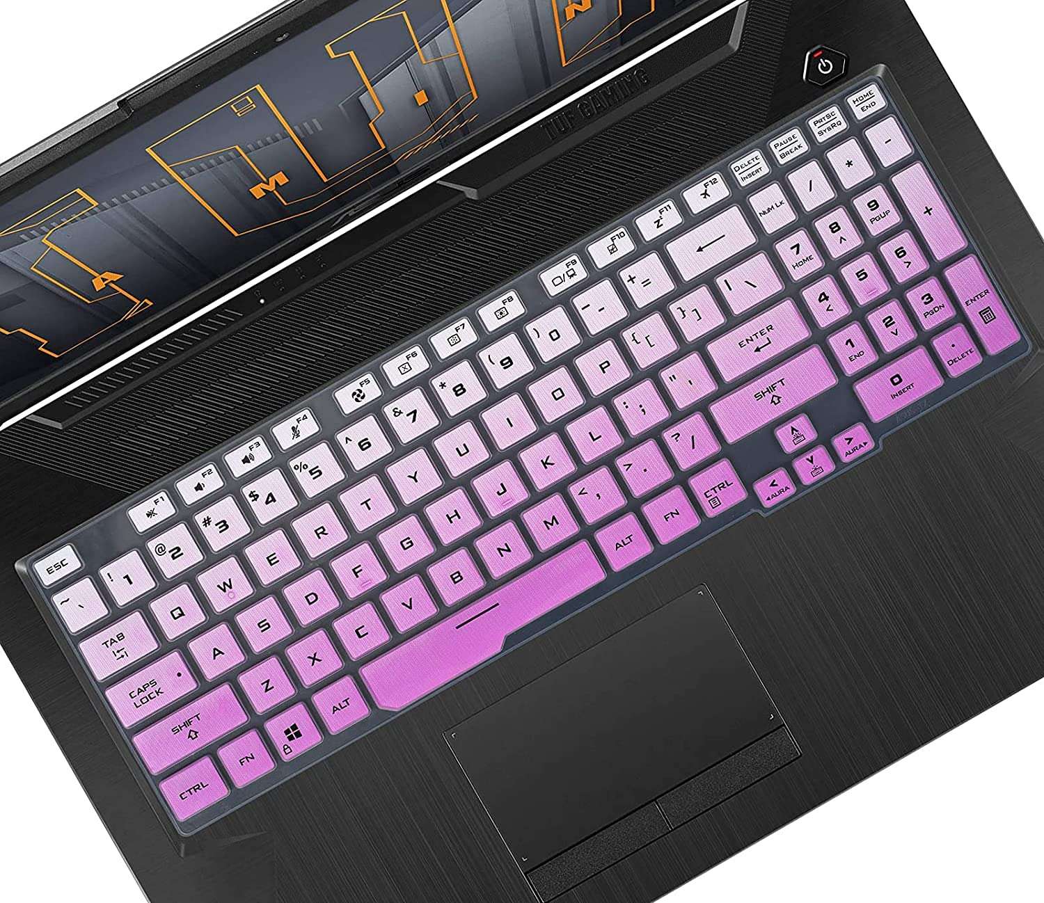 Justec Keyboard Cover Fit with ASUS TUF Gaming A15 TUF506 TUF506IV TUF506IU FA506 FA506IH FA506II, TUF Gaming F17 FX706 FX706LI, TUF Gaming A17 TUF706 TUF706IU TUF706IH Series - Gradient Purple 1