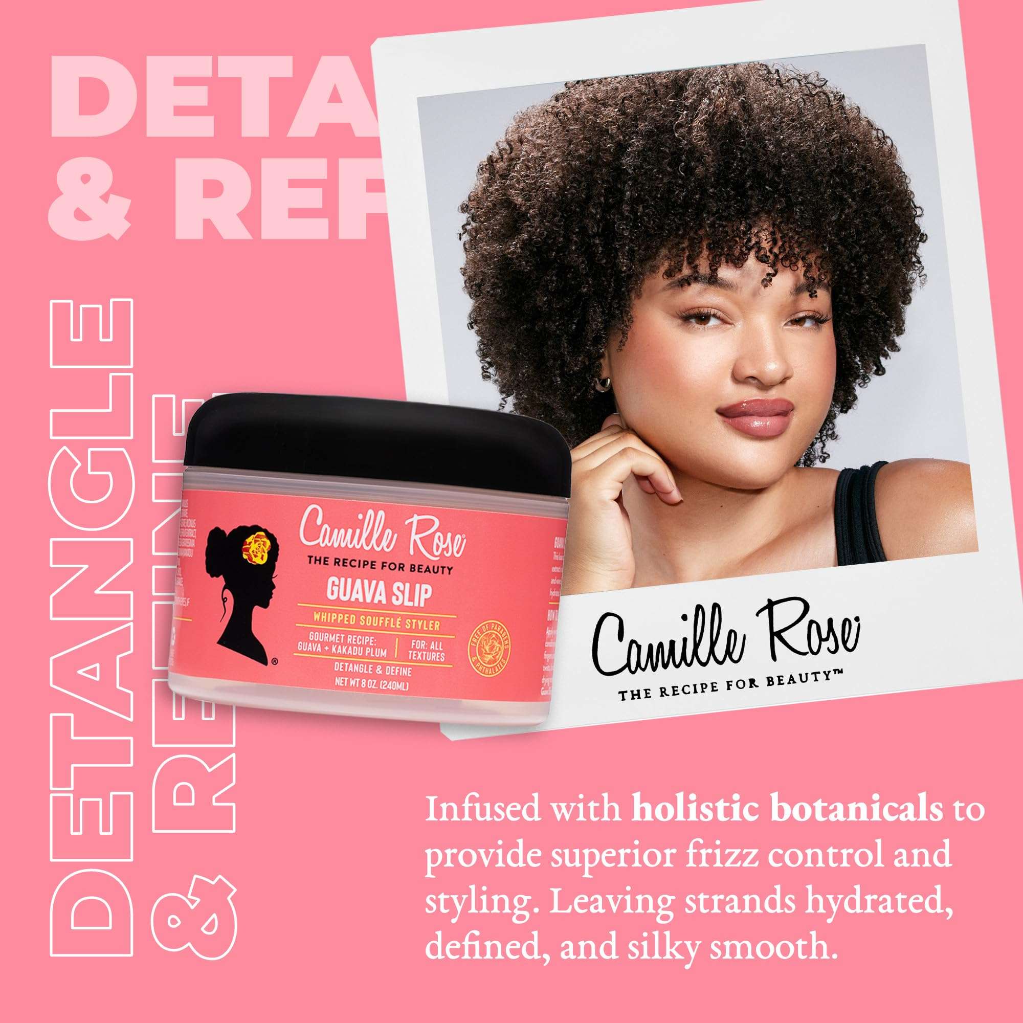 Camille Rose Guava Whipped Hair Styling Cream, with Kakadu Plum & Shea Butter to Detangle, Control Frizz & Define Strands, for All Hair Textures, 8 oz 3