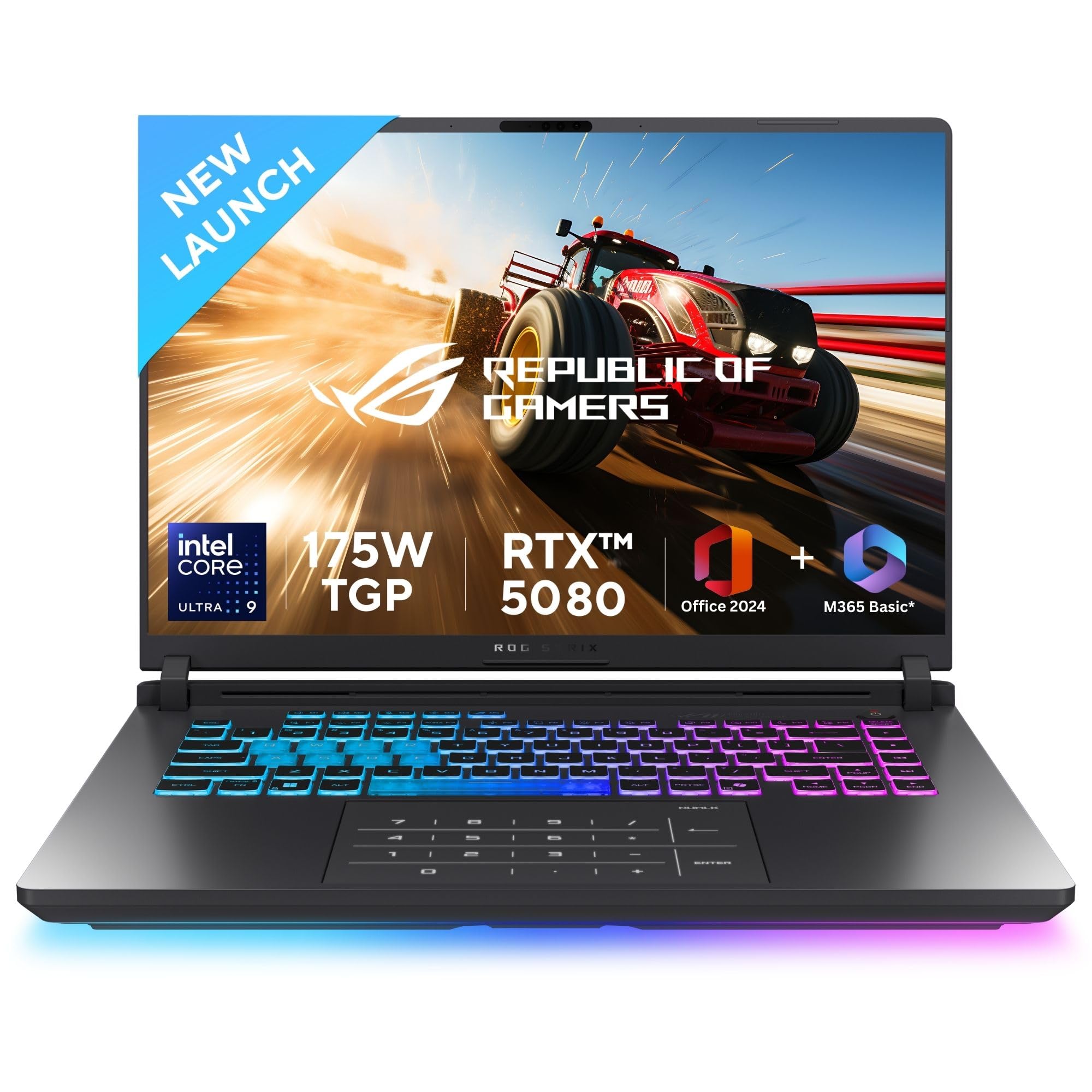 ASUS ROG Strix G16,Intel Core Ultra 9 275HX Gaming Laptop(NVIDIA RTX 5080-16GB/175W TGP/32GB/1TB/FHD+/16"/165Hz/Windows 11/M365 Basic (1Year)*/Office Home 2024/Eclipse Gray/2.65 Kg) G615LW-RV148WS