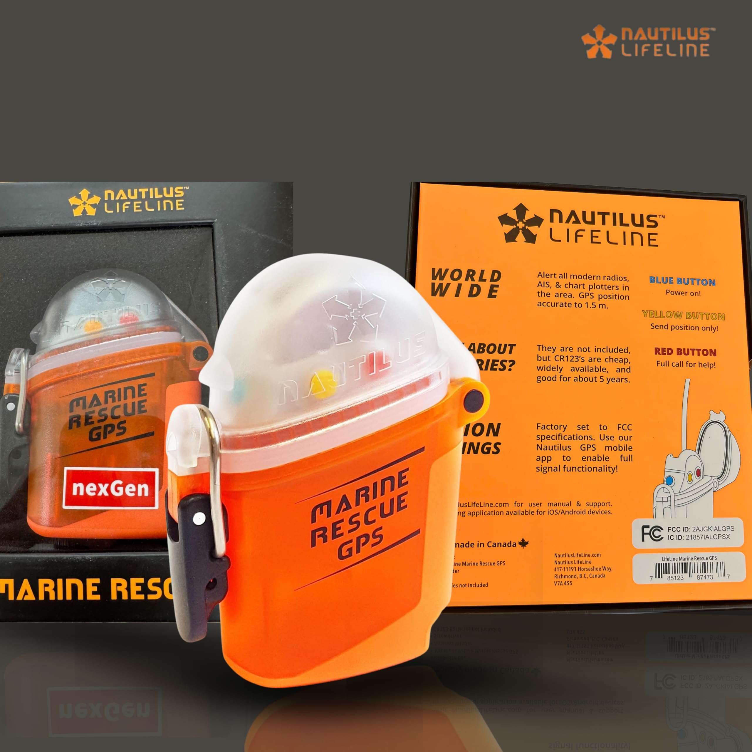 Nautilus Lifeline Marine Rescue Waterproof GPS Bundled with a Silicone Pouch and a Lanyard with Two D-Rings 3