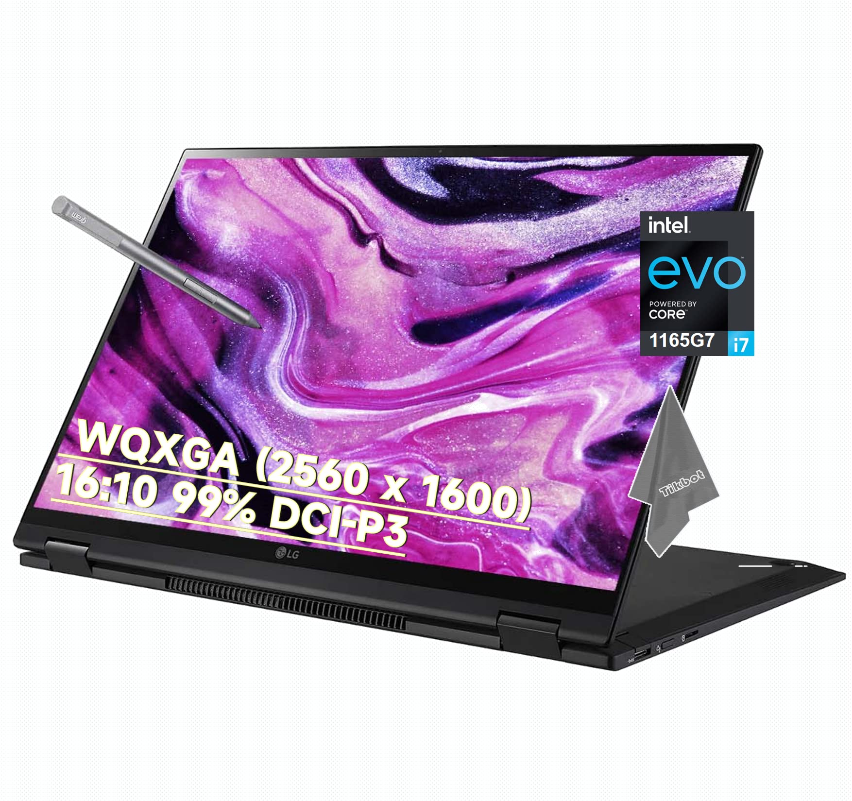 LG Gram 16'' 2-in-1 WQXGA (2560 x 1600) 16:10 Touchscreen Slim Laptop, Intel Core i7-1165G7 Evo, 99% DCI-P3, Backlit KB, Wi-Fi 6, Thunderbolt 4, Alexa, w/Stylus Pen (16GB RAM | 1TB PCIe SSD) 1