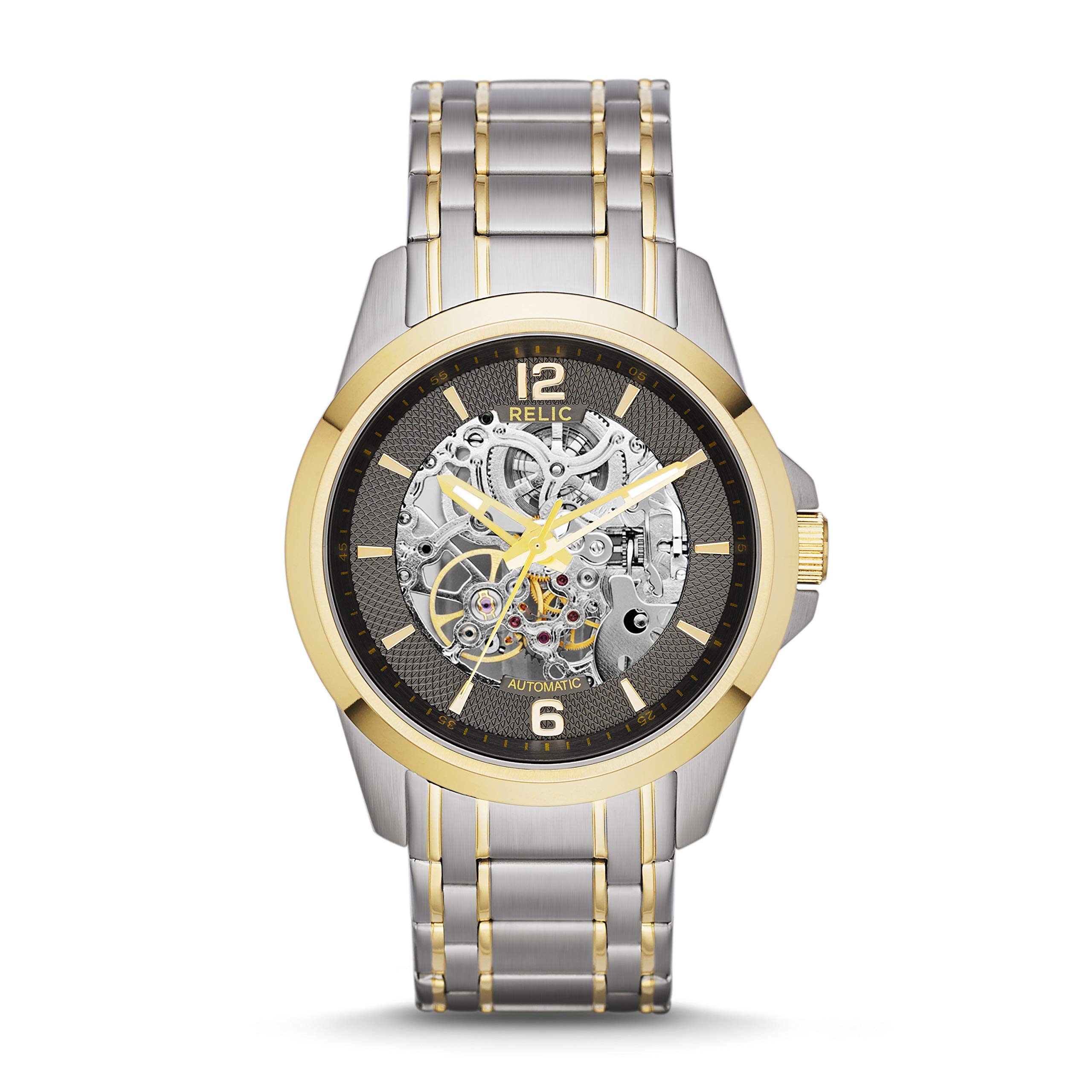 Relic by Fossil Men's Damon Silver and Gold Two-Tone Stainless Steel Bracelet Automatic Watch (Model: ZR12109) 1