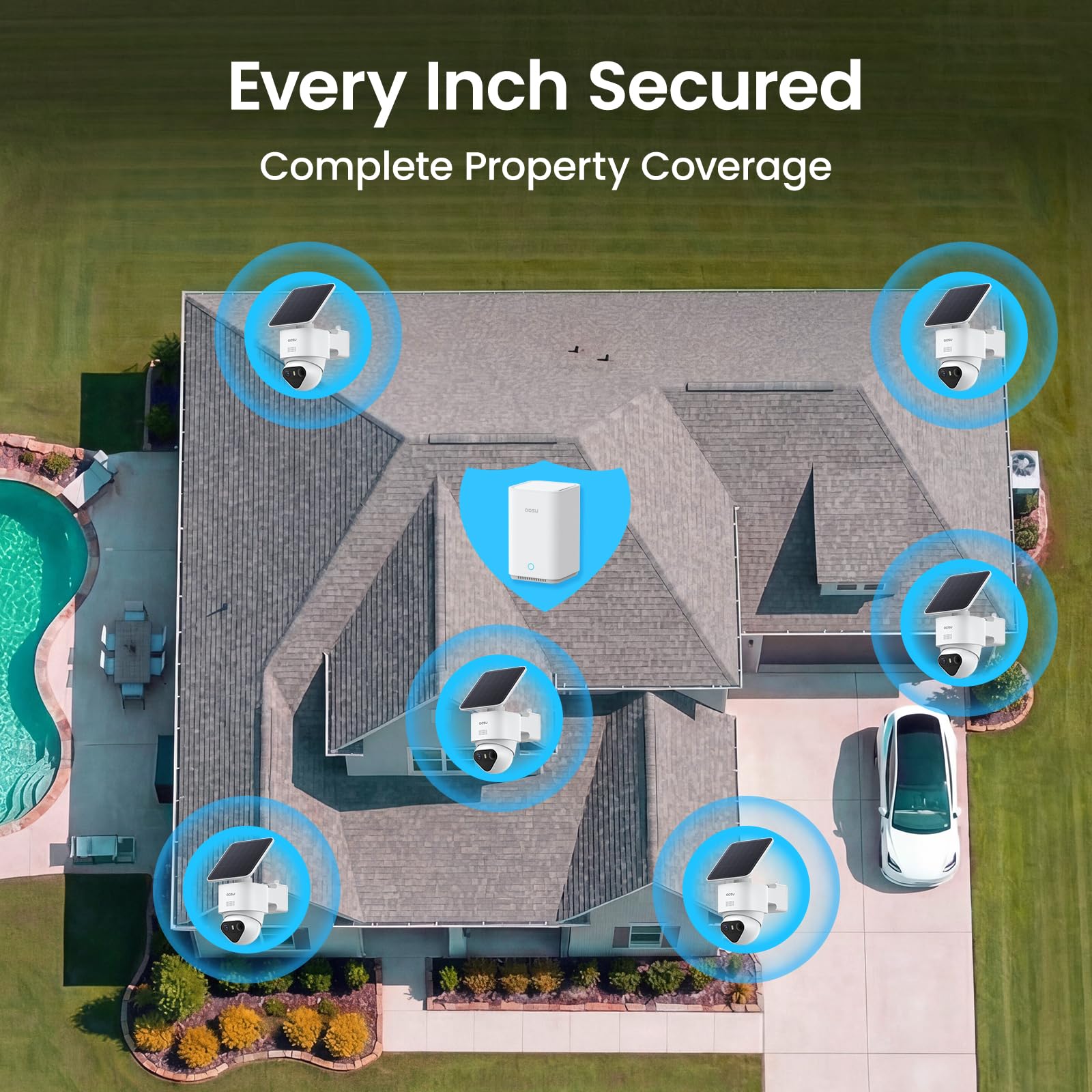 aosu T2 Ultra 4K Security Cameras Wireless Outdoor, 6 Cam Kit, Smart Home Security System with TrueColor Night Vision, AI Recognition & 360° Motion Tracking, Solar Power, Expandable 1TB Local Storage 6