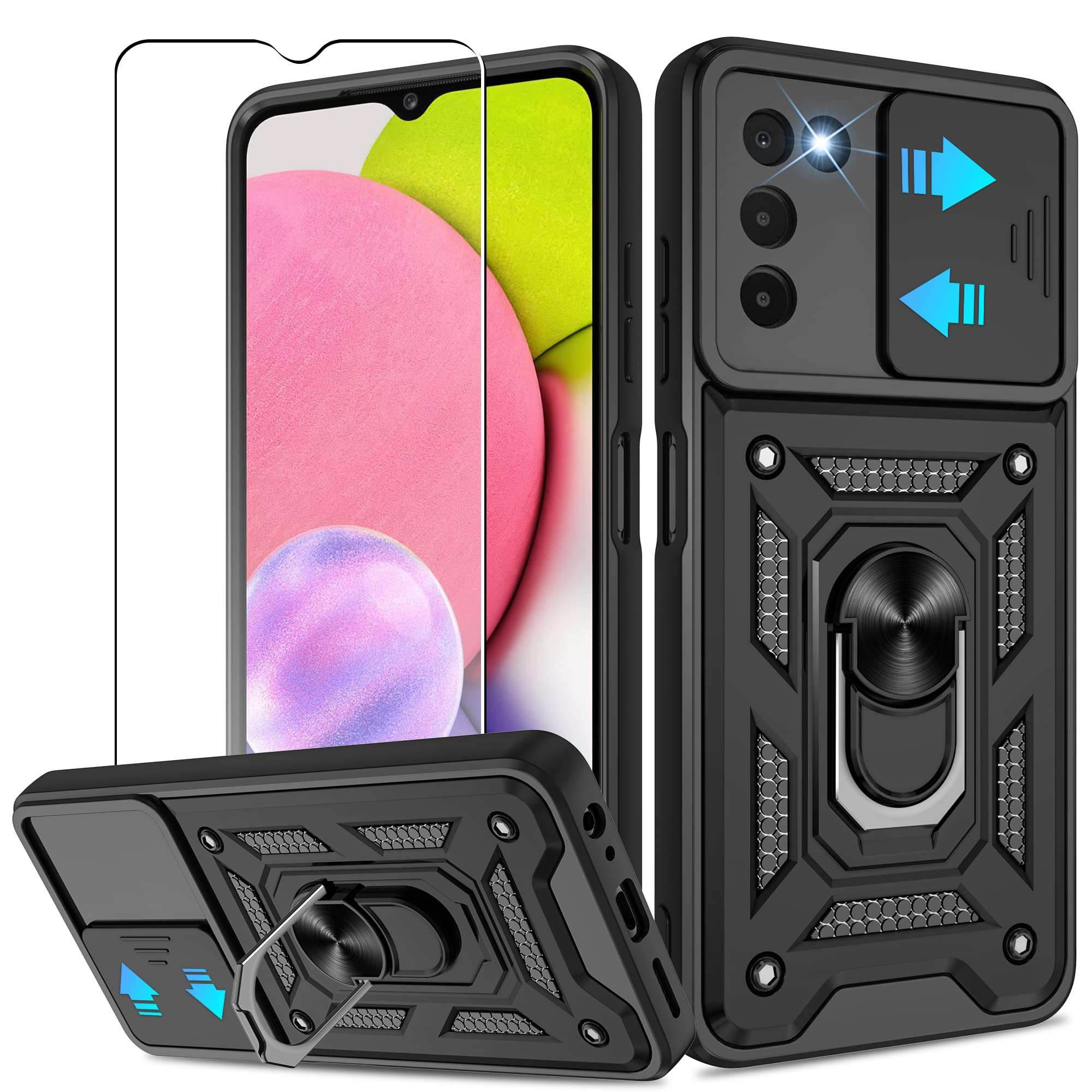 ATUMP for Samsung Galaxy A03S Phone Case with HD Screen Protector, Heavy Duty Shockproof [Military Grade] Protective Case for Samsung Galaxy A03S, Black 1