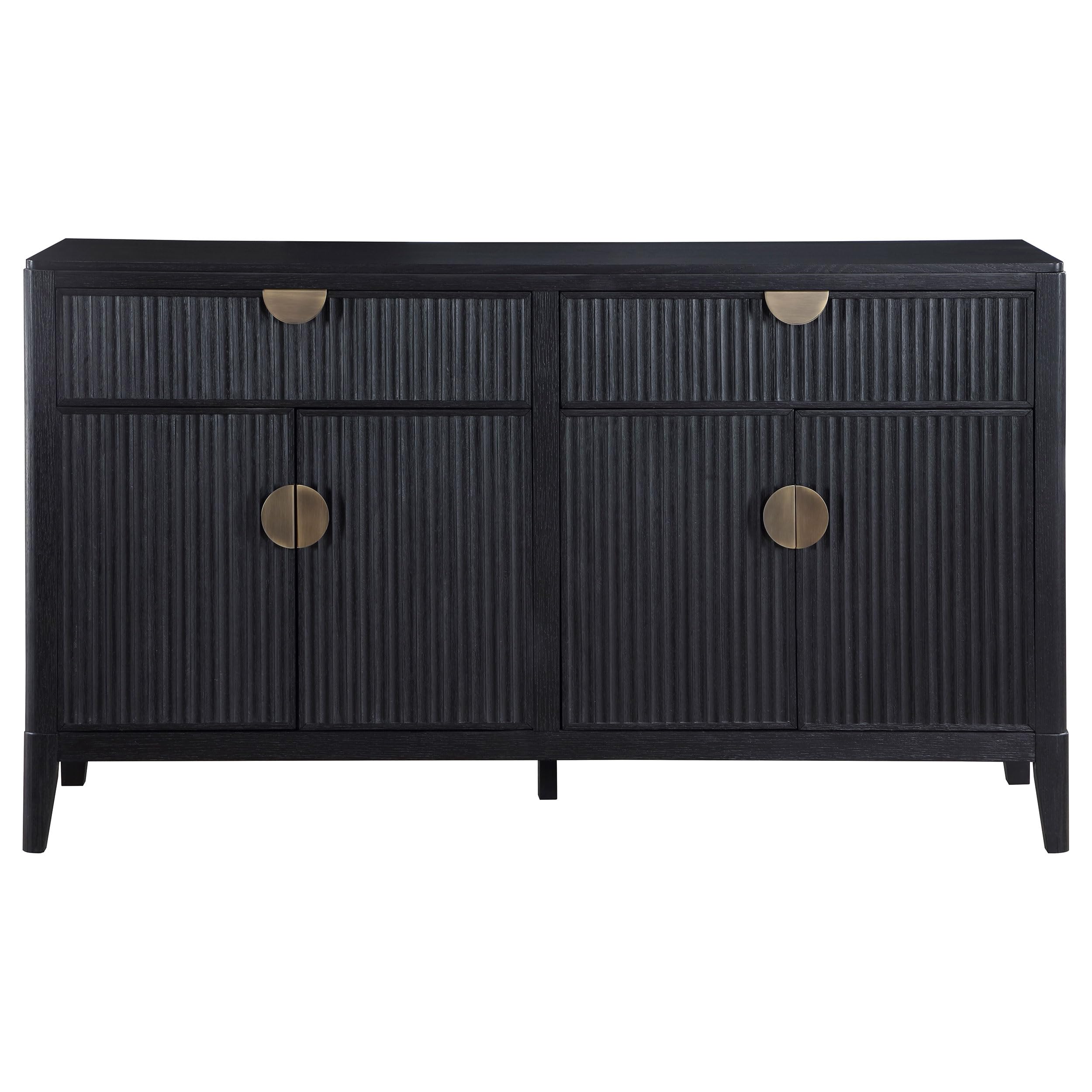 Coaster Home Furnishings - Brookmead - 4-Door Sideboard Buffet Cabinet - Solid Wood Storage Cabinet with Drawers - Dining Room, Kitchen, Living Room - 60 Inch - Black & Gold - 108235 4