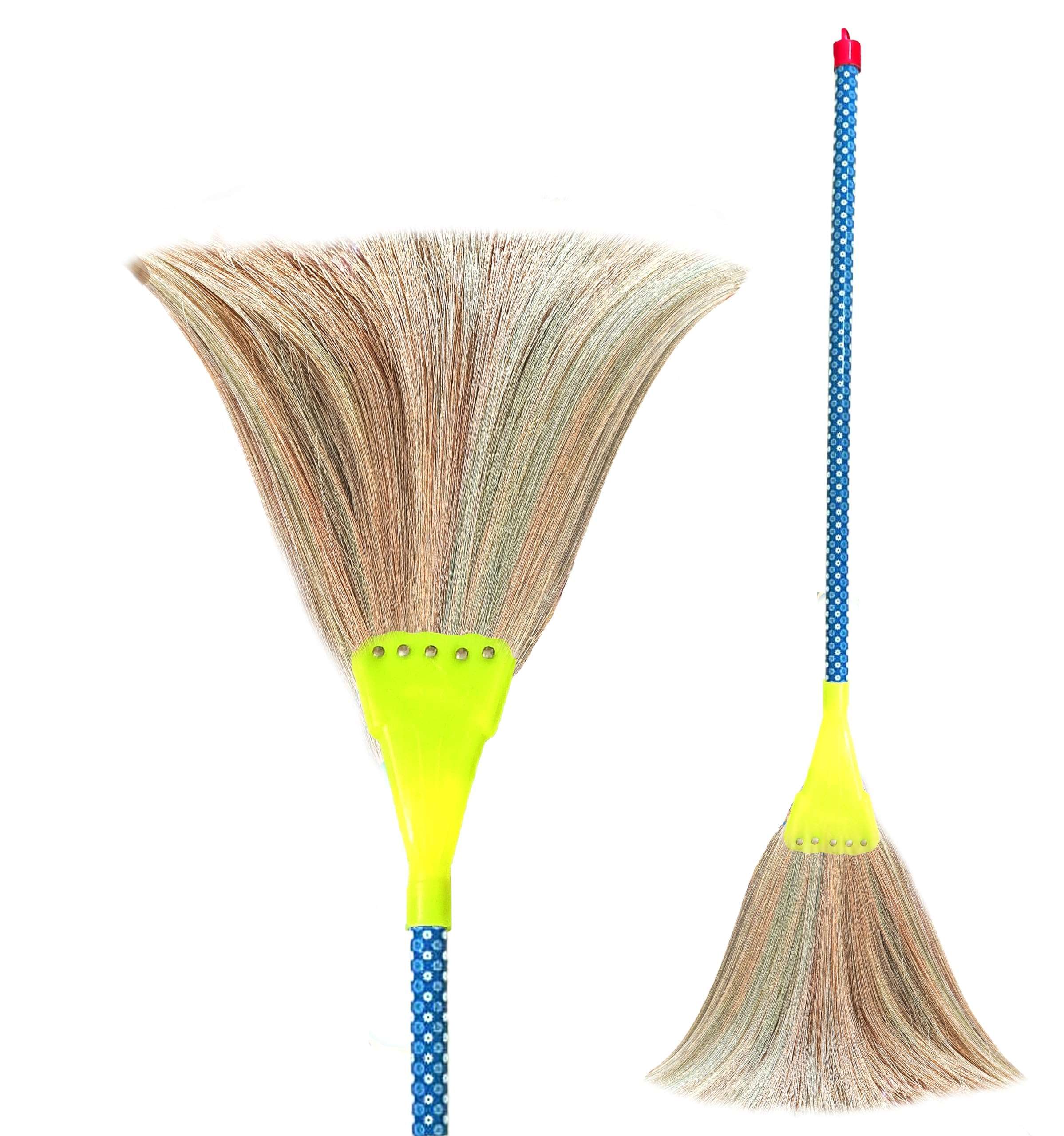 MSD Indonesia Less Dust Hard Floor Grass Broom, Wooden Longhandle Jhadu for Home Cleaning (1) 1