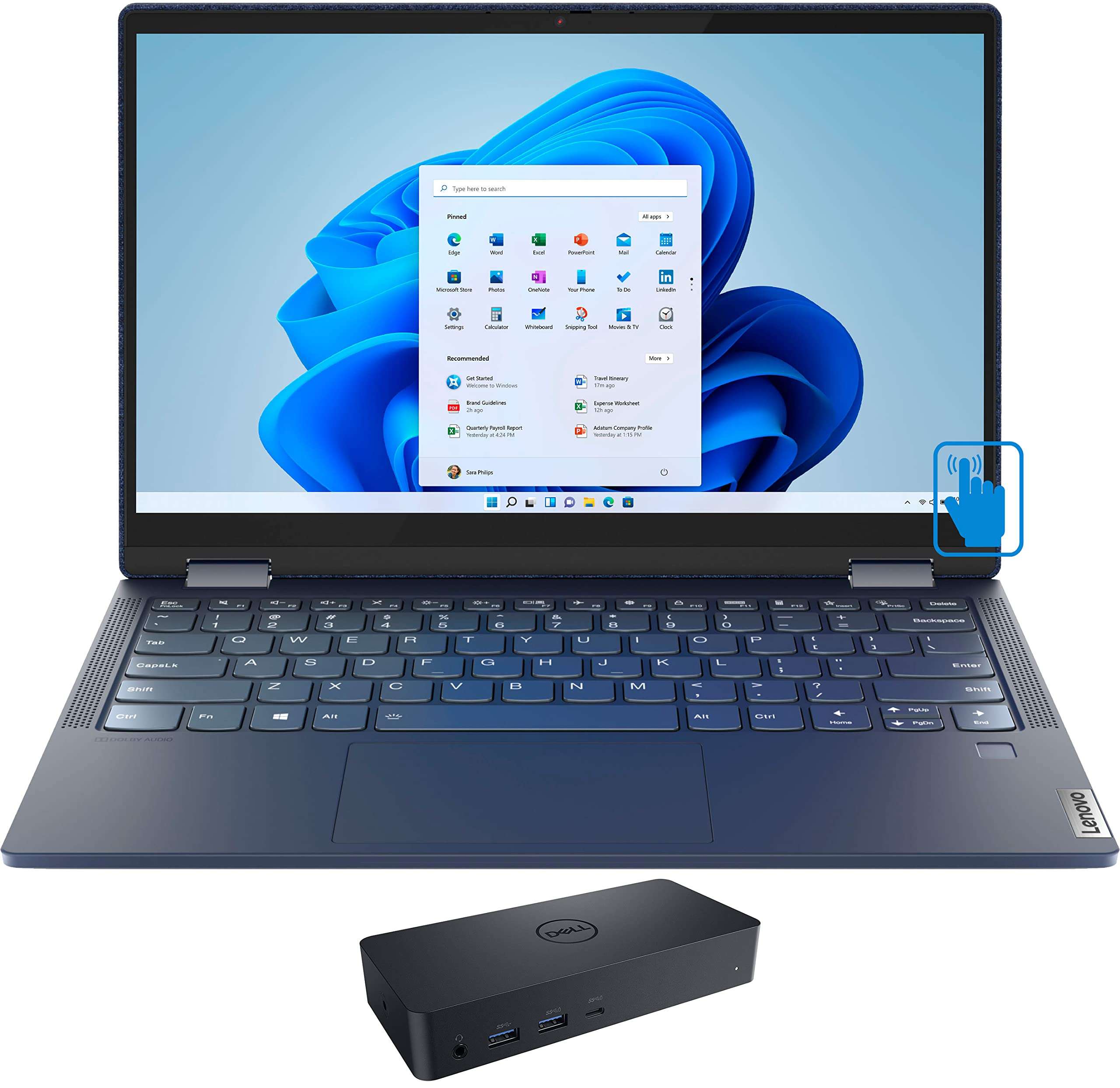 Lenovo Yoga 6 13 Home & Business 2-in-1 Laptop (AMD Ryzen 5 5500U 6-Core, 8GB RAM, 512GB m.2 SATA SSD, AMD Radeon, 13.3" 60Hz Touch Full HD (1920x1080), Fingerprint, Win 11 Pro) with D6000 Dock 1