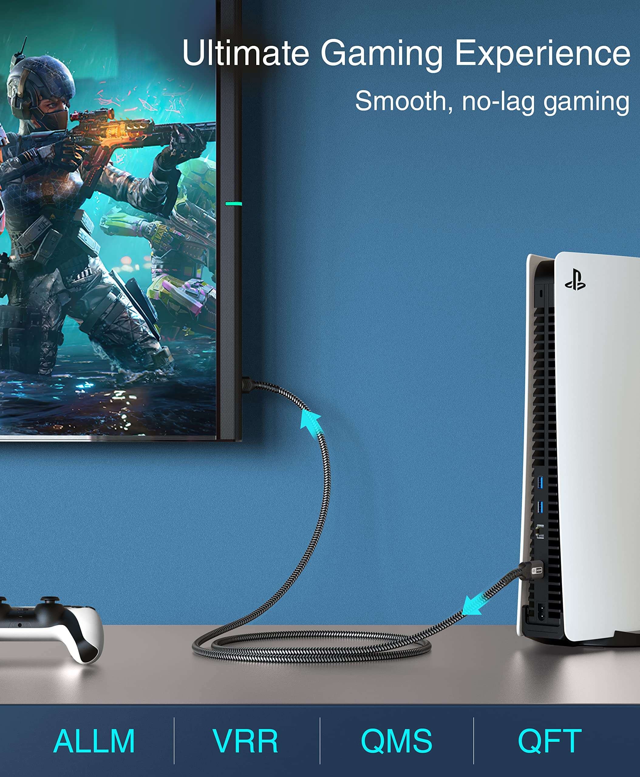 BlueRigger Ultra Series (Braided-Nylon) 4K HDMI Cable/HDMI Cord (6 feet / 1.8 Meters, HDMI to HDMI, TOP Series) supports (4K@60HZ,1080p, UHD/Ultra HD, High Speed with Ethernet, ARC, PS4, XBOX, HDTV) 2