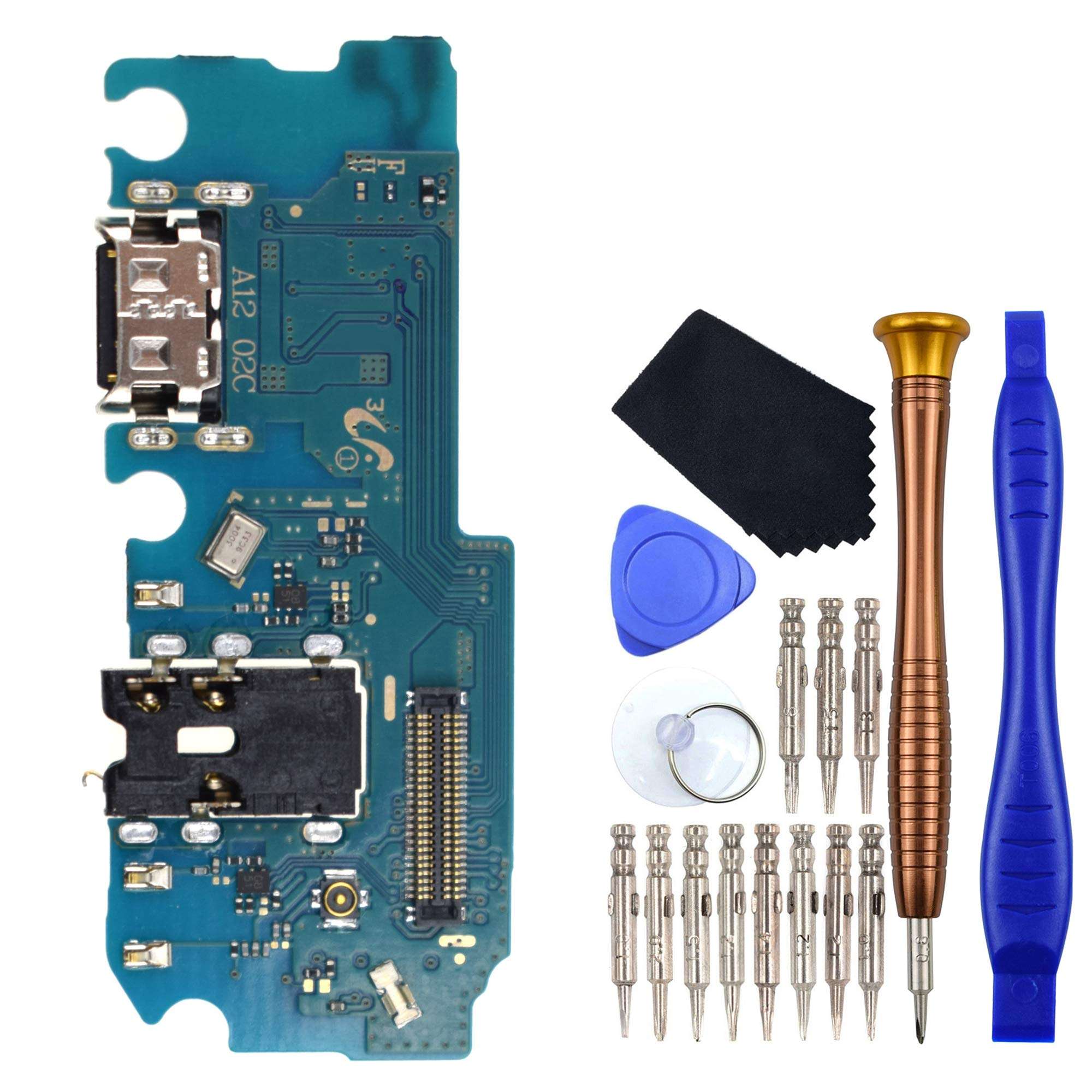 USB Type-C 2.0 Charger Port with Headphone Jack and Microphone Replacement for Samsung Galaxy A12 1