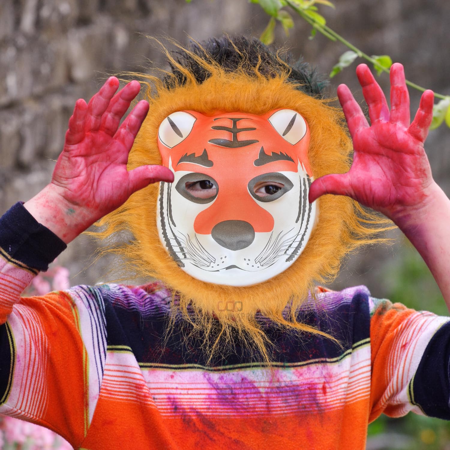 Salvus APP SOLUTIONS Colorful Protection: Holi Face Mask with Elastic - Celebrate Safely in Style with Festive Patterns, Comfortable Fit, and Reusable (Orange & Brown_7x7 inch) 6