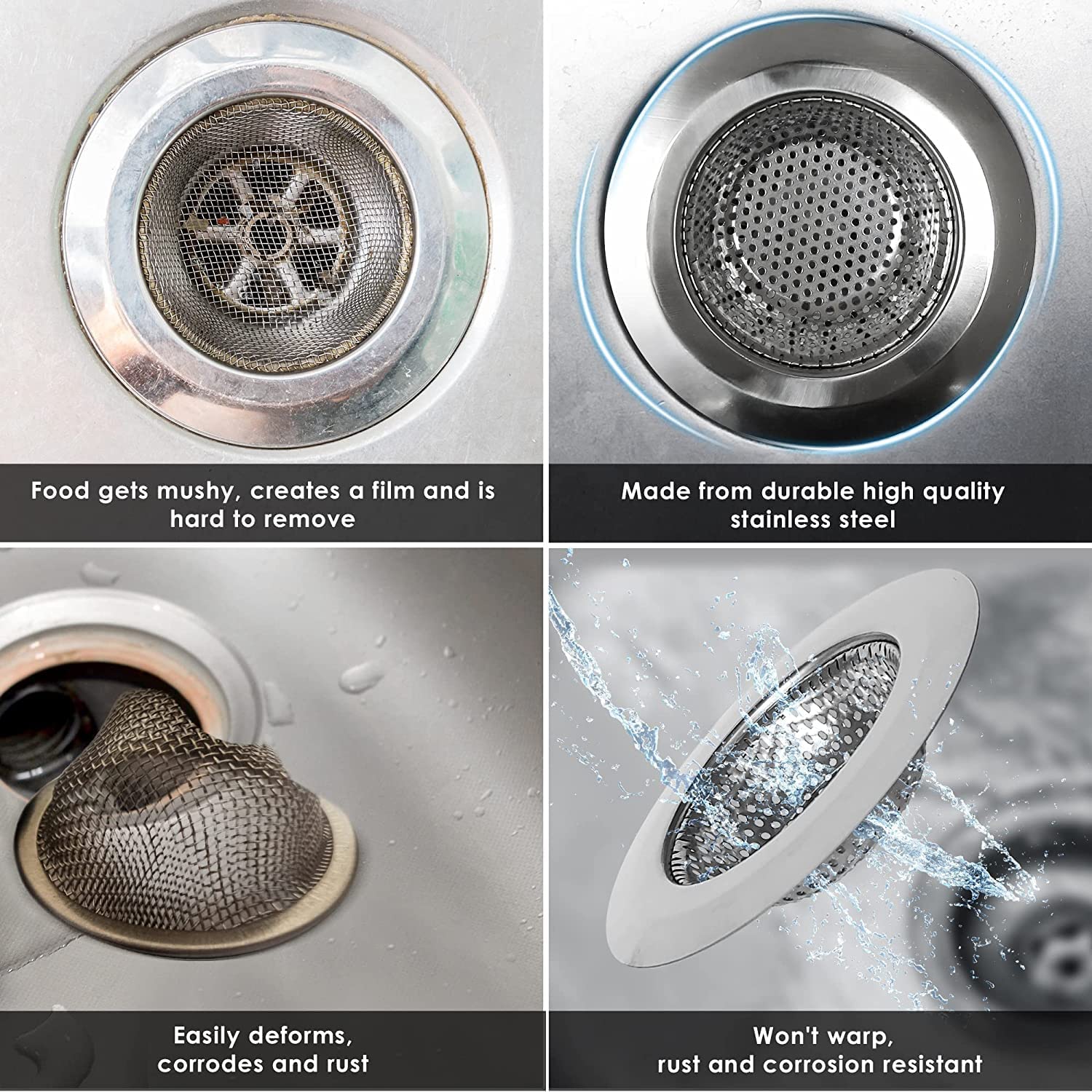 MTR Stainless Steel Sink Strainer Kitchen Drain Basin Basket Filter Stopper Sink Drainer (Jali) 4" inch 10cm 4