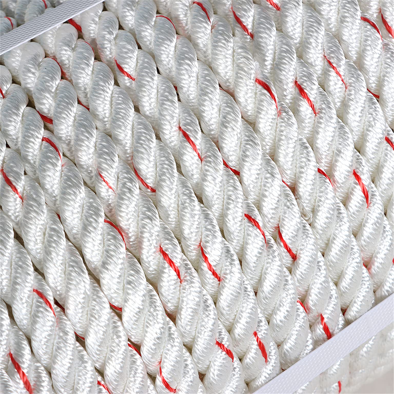 mitoharet 5/8In x 150FT Arborist Bull Rope | High Strength Polyester | Tree Rigging Line Utility Arbor Line | Double Braid Polyester Rope,White with One Red Tracer 5