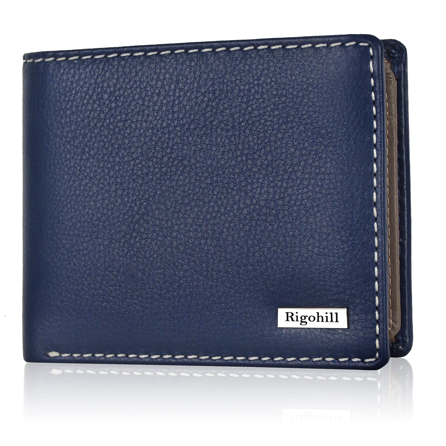 Rigohill Dusky Navy/ Mud Mens Leather Wallet | Leather Wallet for Men | RFID Mens Wallet 1