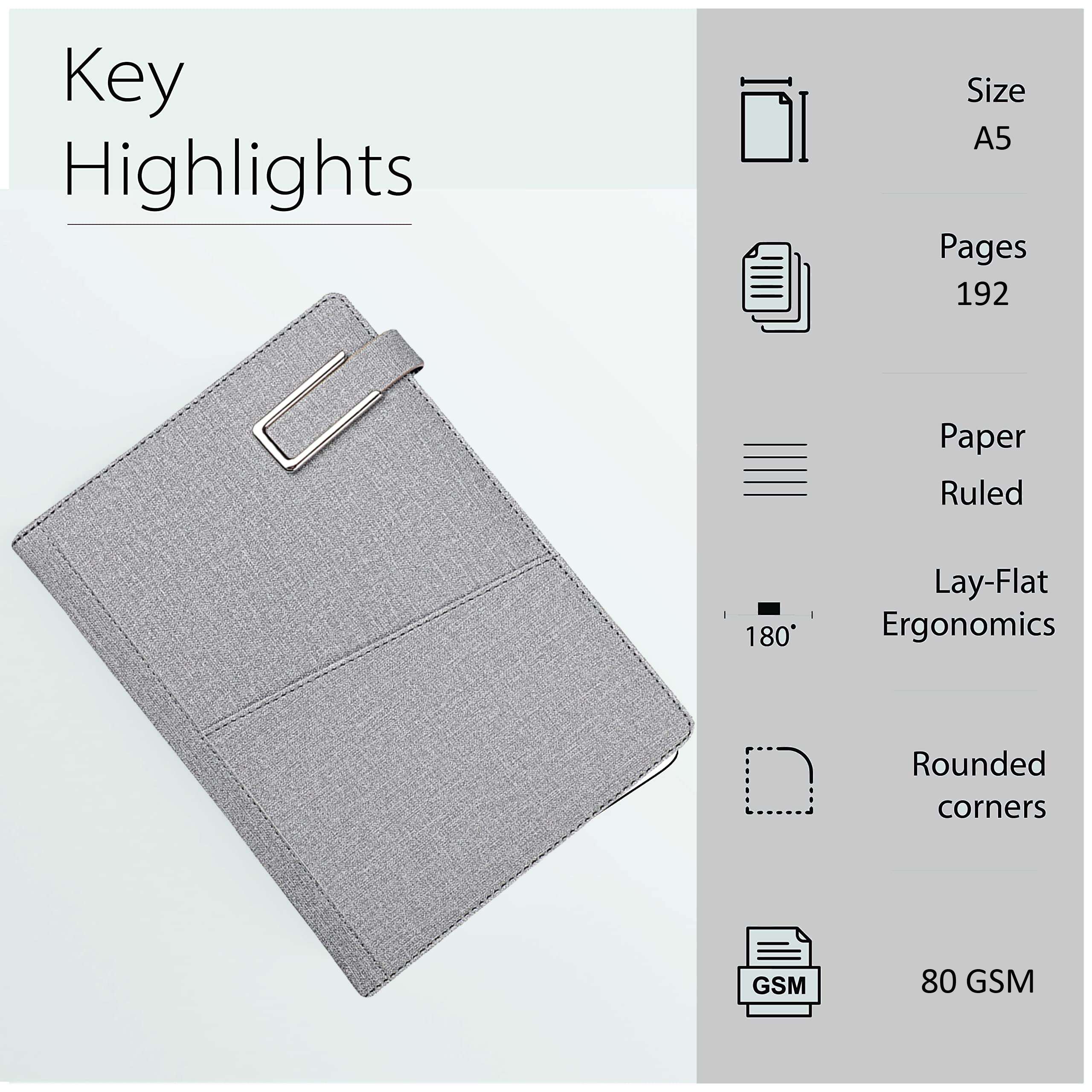 Schmick A5 Office Notebook Diary for Men Women with Magnetic Flip Lock and Pen Holder (192 Ruled Pages, 6 x 8.5 Inches, 80 GSM) 4
