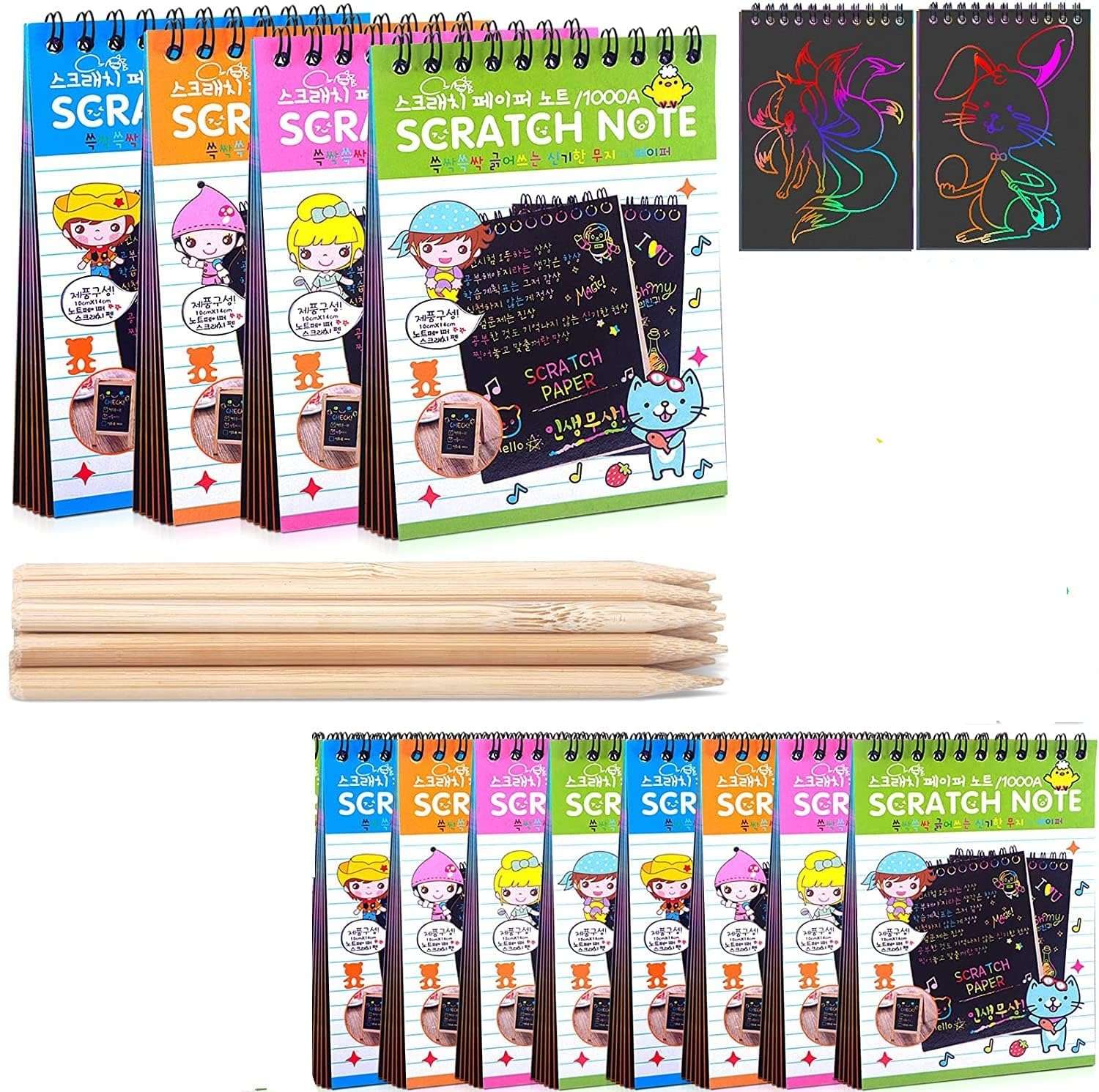 Velocious® Rainbow Scratch Art Note Pads – 12-Pack, 10 Pages Each, 5.5" x 4" Magic Drawing Books for Kids, Travel Activity, Arts & Crafts 1