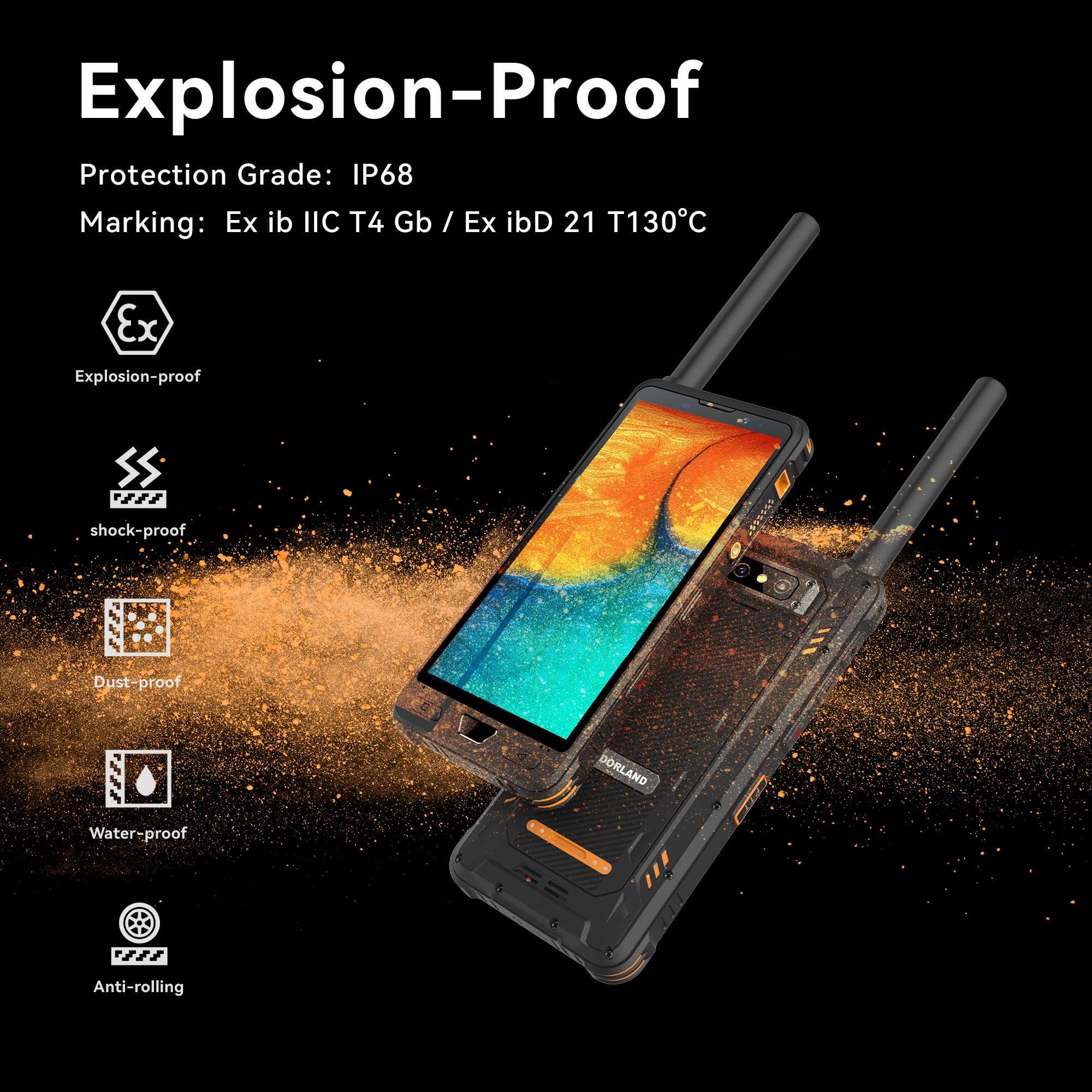 DORLAND Xtalki06_5G Android 11 Smartphones,Satellite Phones,Intrinsically Safe Phones,8000mAh Explosion-Proof Battery,Rugged Cell Phone Walkie Talkie,6" Large Screen| 6GB+256GB|NFC|Fingerprint Unlock 2