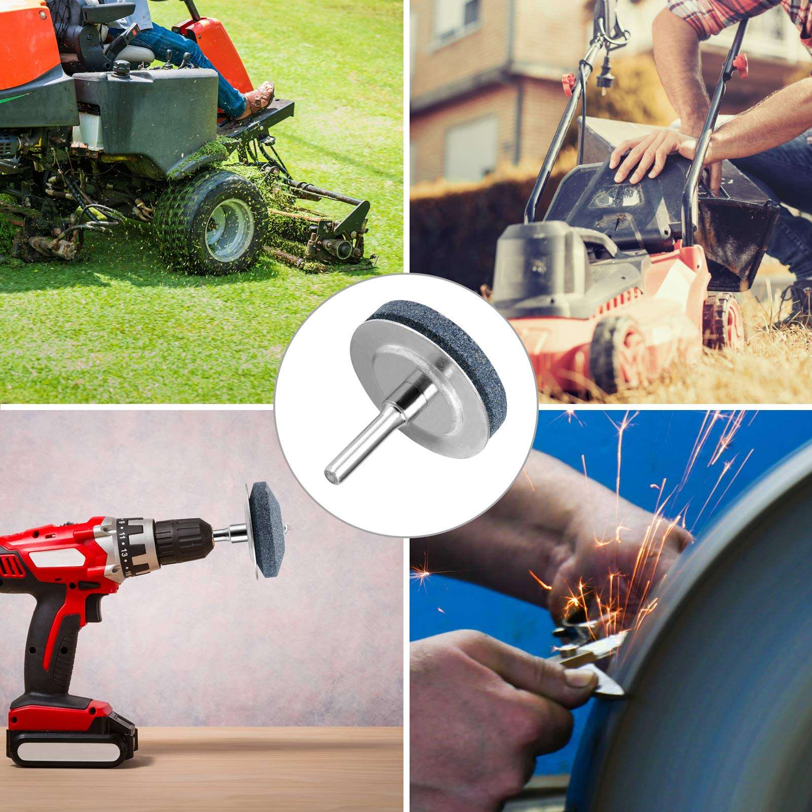 【New】LawnMower Blade Sharpener with Steel Backing 3Pack,Universal Multi-Sharp Rotary Lawn Mower Blade Sharpener and Free Balancer for Any Power Hand Drill,high temperature resistance and hardness 5