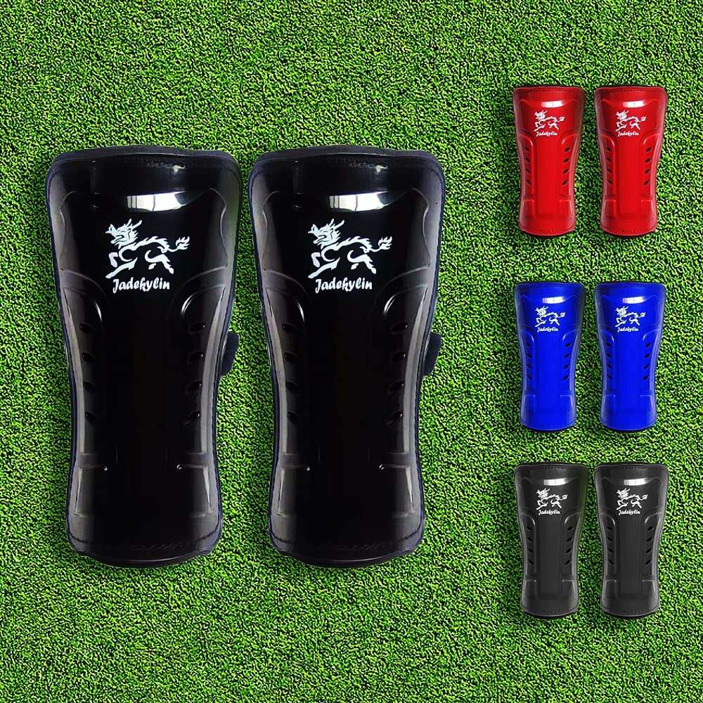 Jadekylin 2 Pairs of Soccer Shin Guards for Ages 4-8 (Black+ Red, 6 inch) 4