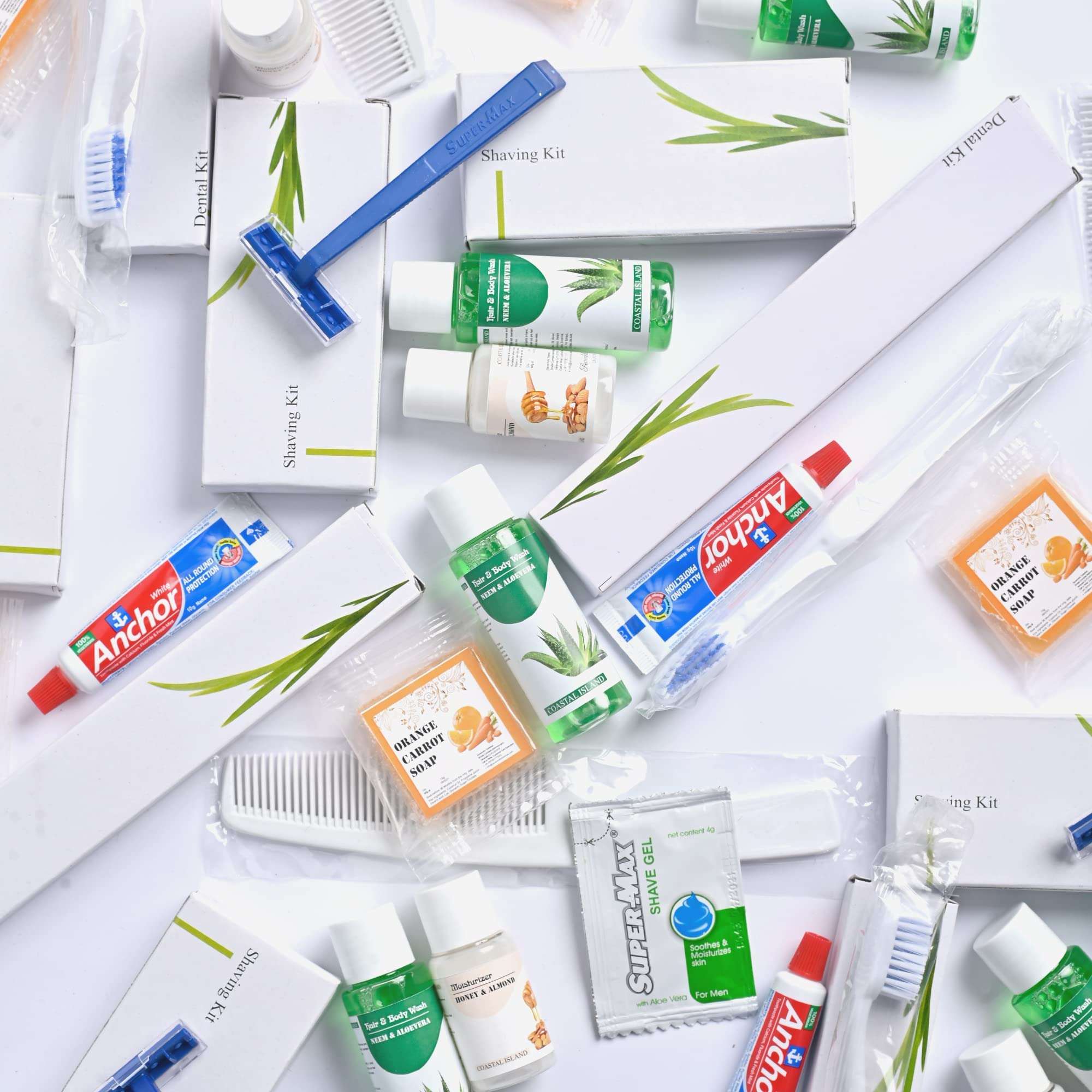 Sevenhills Toiletries 50 Sets Hotel Accessories,Guest House Kit,Guest Room Amenities,Marriage Guest Toiletry Kit Hospital Kit Zipper Pouch 9 X 6 INCH (50 Sets) 4