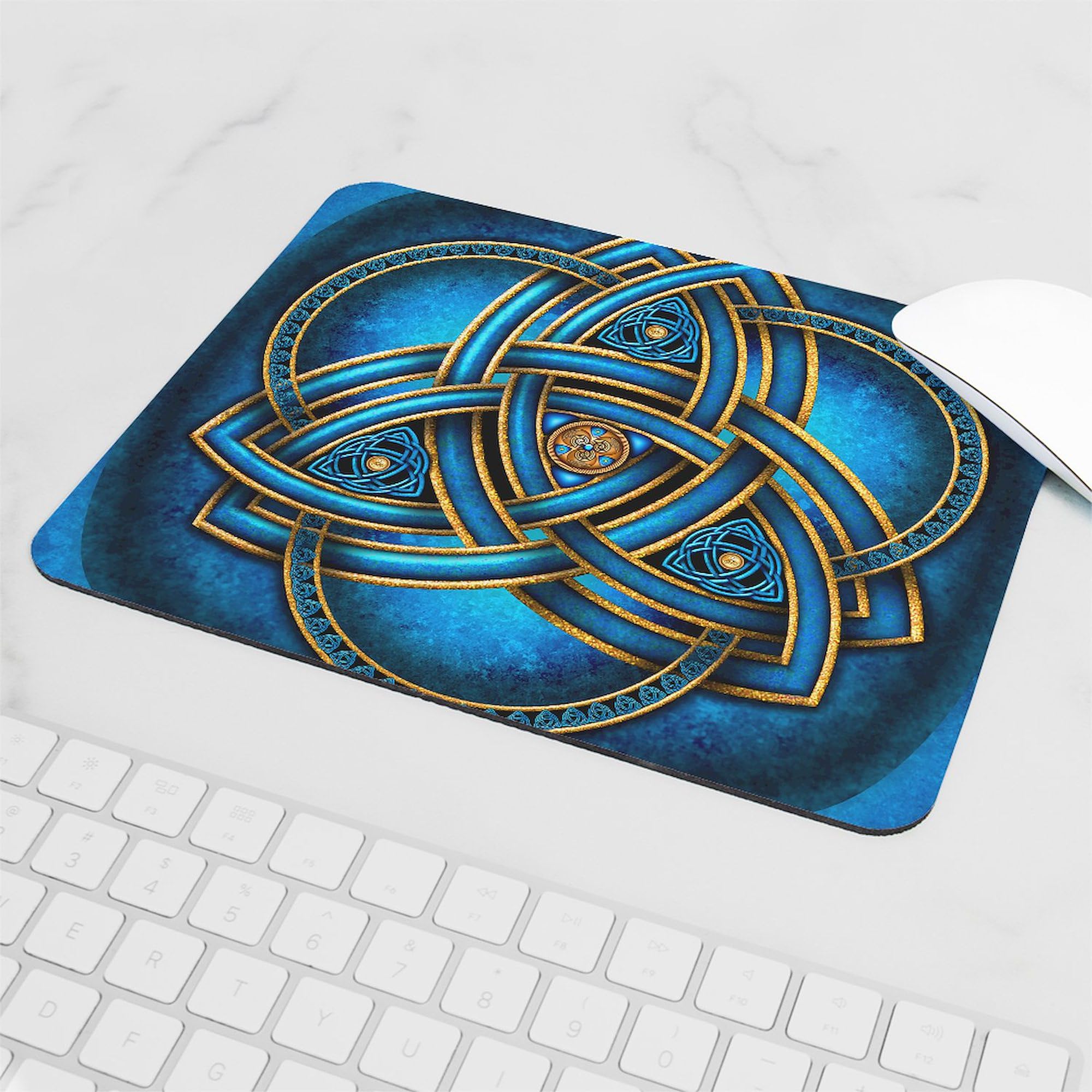 CafePress Blue Celtic Triquetra Mousepad Non-Slip Rubber Gaming Mousepad 6