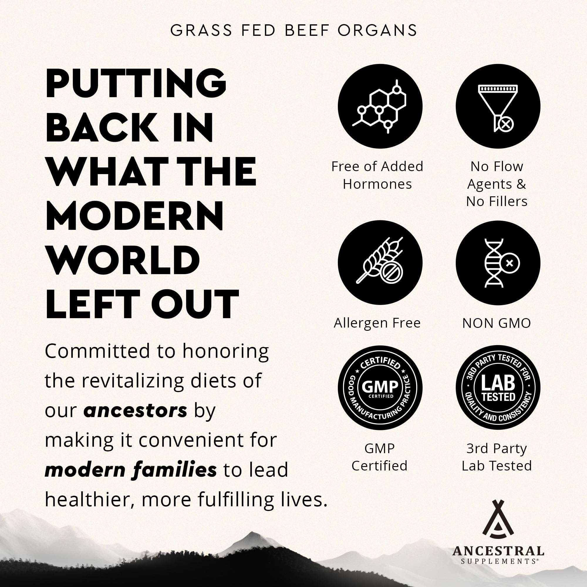 Ancestral Supplements Grass Fed Beef Organ Supplement, Supports Whole Body Wellness with Proprietary Blend of Liver, Heart, Kidney, Pancreas, Spleen, Freeze-Dried Beef, Non-GMO, 180 Capsules 5