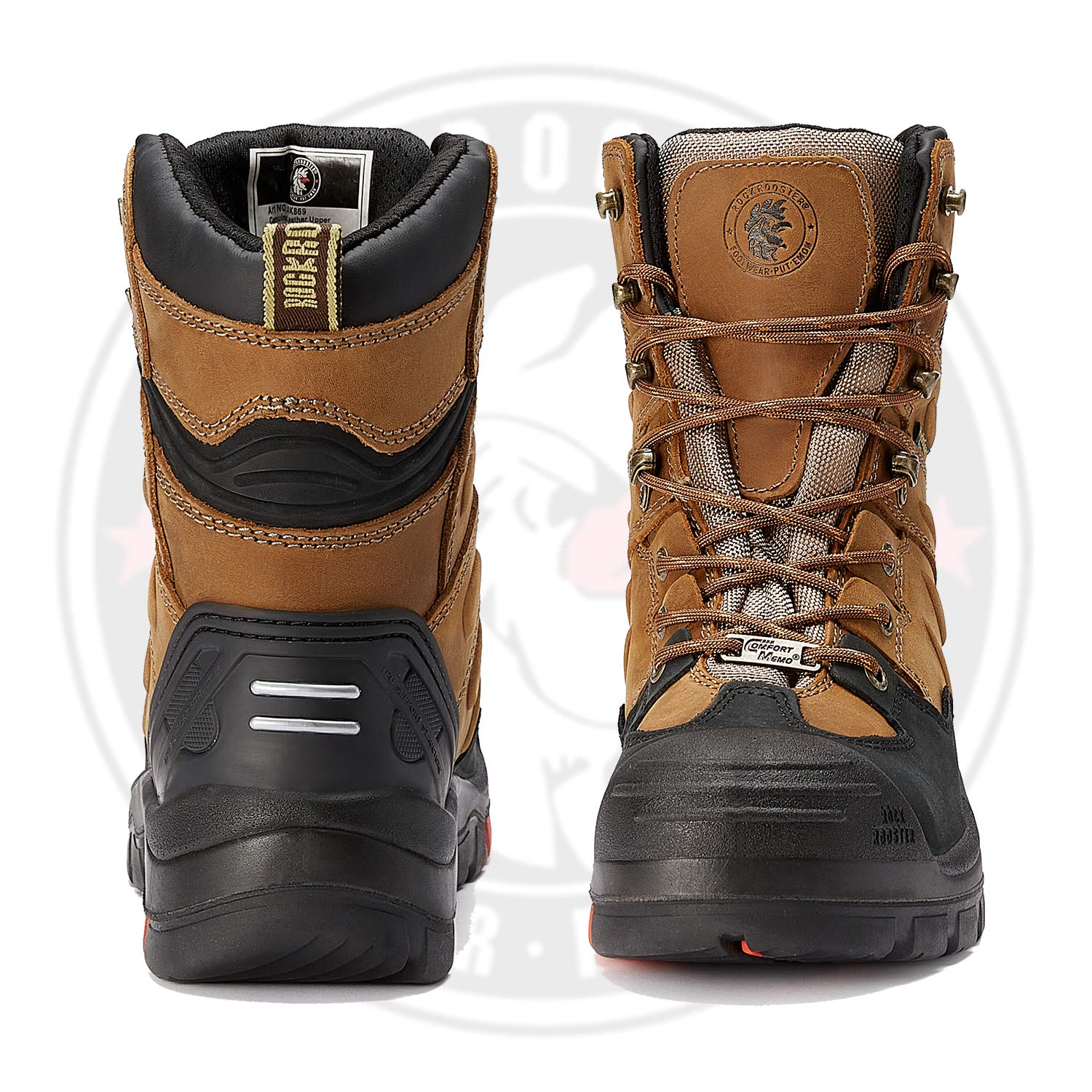 ROCKROOSTER Woodland Work Boots for Men, 8 inch Composite Toe Lace up Leather Boots, Ankle Support, Waterproof, Electric Hazard, Non-Slip(AK869, Size 14) 4