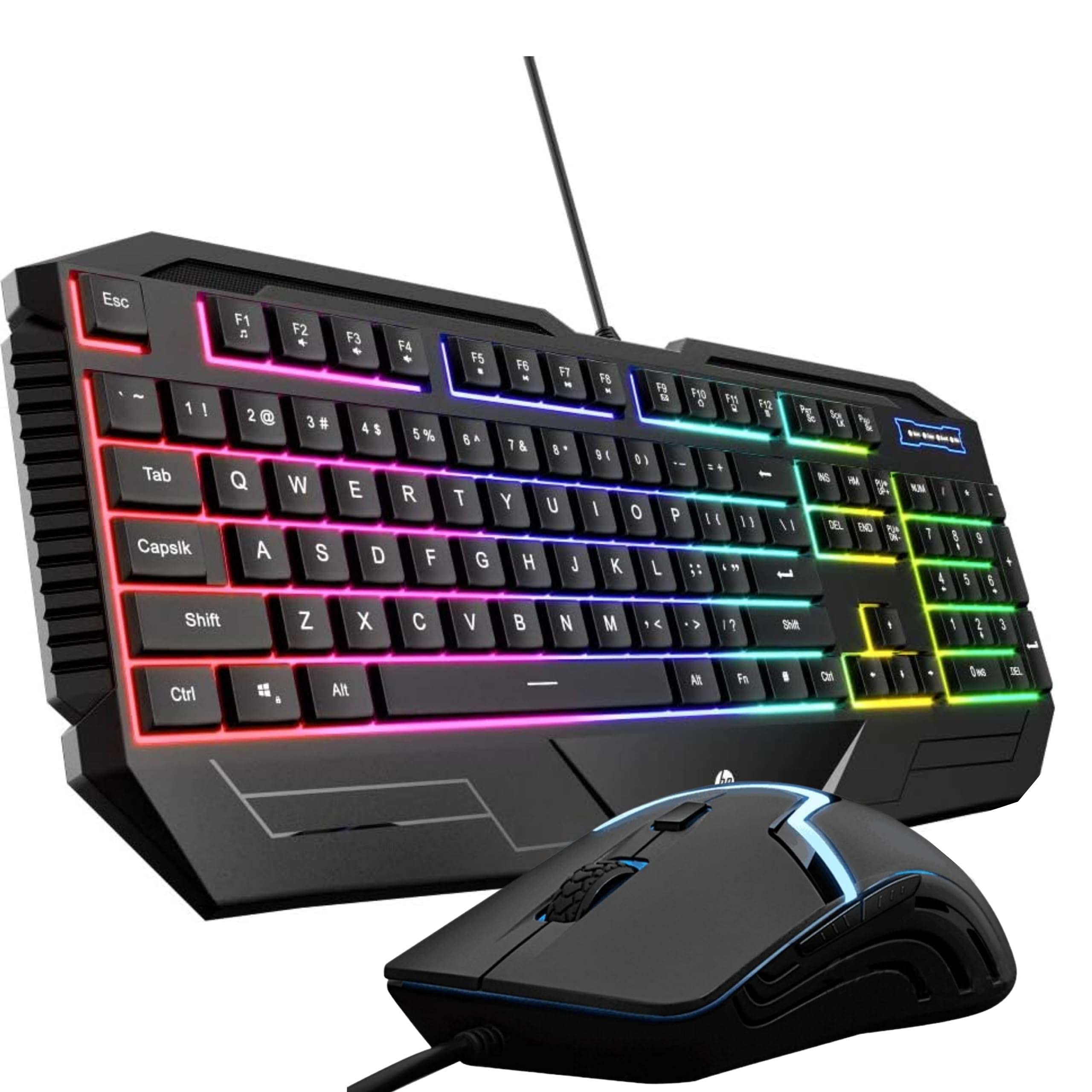 HP Gaming Keyboard and Mouse Combo, Wired Keyboard with Ergonomic Design and RGB Backlit for Immersive Gameplay, Spill Resistant, DPI Button Control for a Fast Response and a Long Lasting Performance 1
