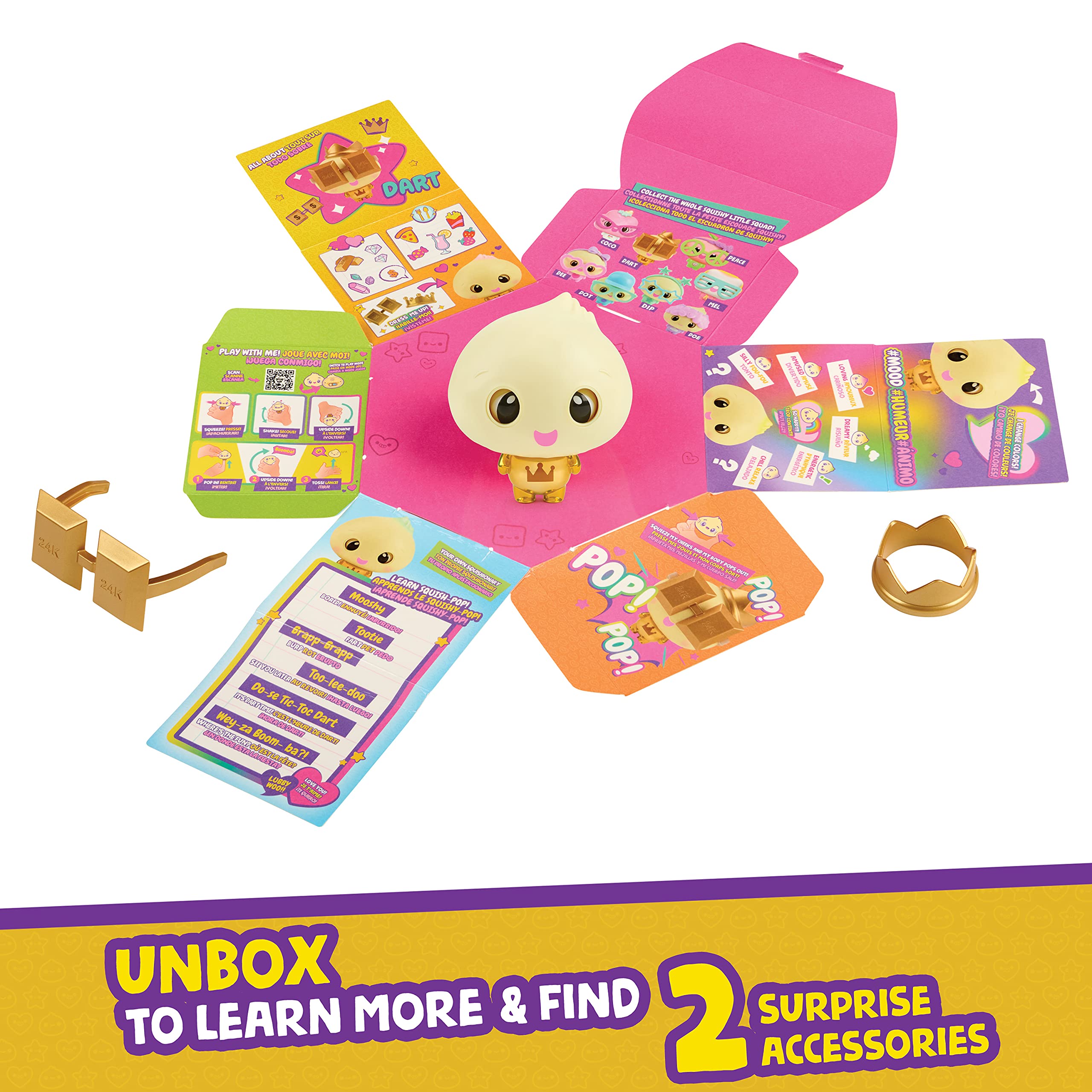 My Squishy Little Golden Dumpling – Interactive Doll Collectible with Accessories – Dart (Gold) 6