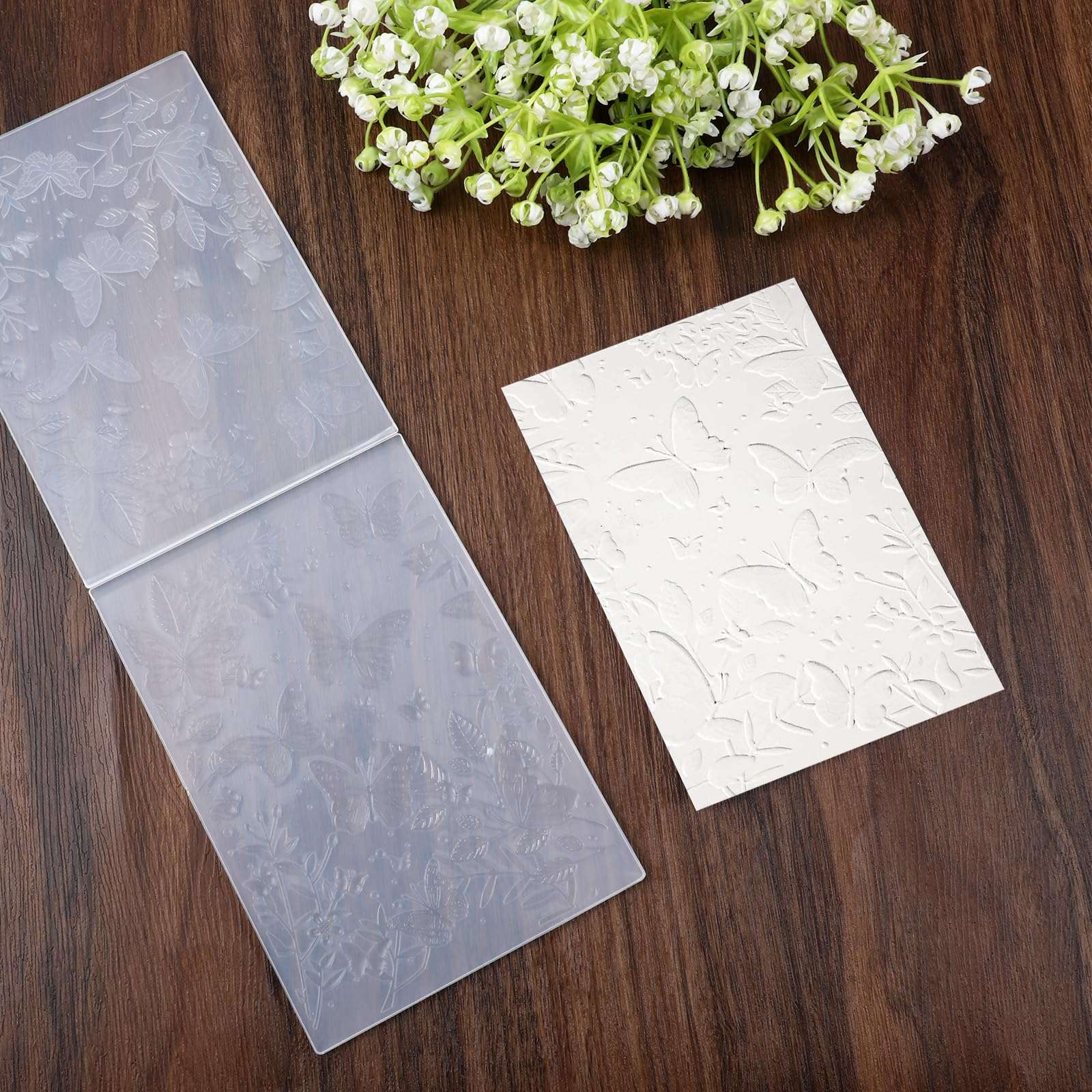 Butterflies 3D Embossing Folder 4 x 6-inch Leaves Background Plastic Embossing Folders Textured Flowers Leaves Embossed Template for Card Making Scrapbooking Paper Crafts 4