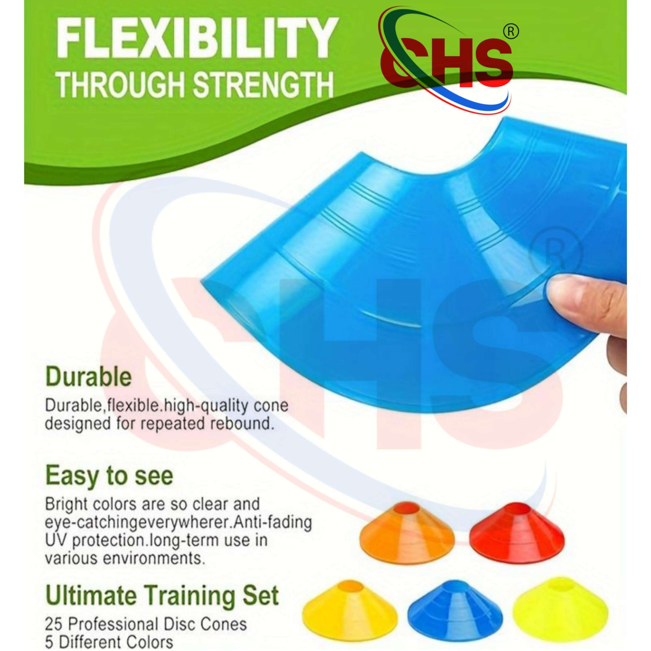 CHS Adjustable Speed Agility 2Meter Ladder with (5 Runge) 6-Pieces 6-inch Marker Cone and 6 Saucer Cones Training/Fitness/Stamina Building Kit 4