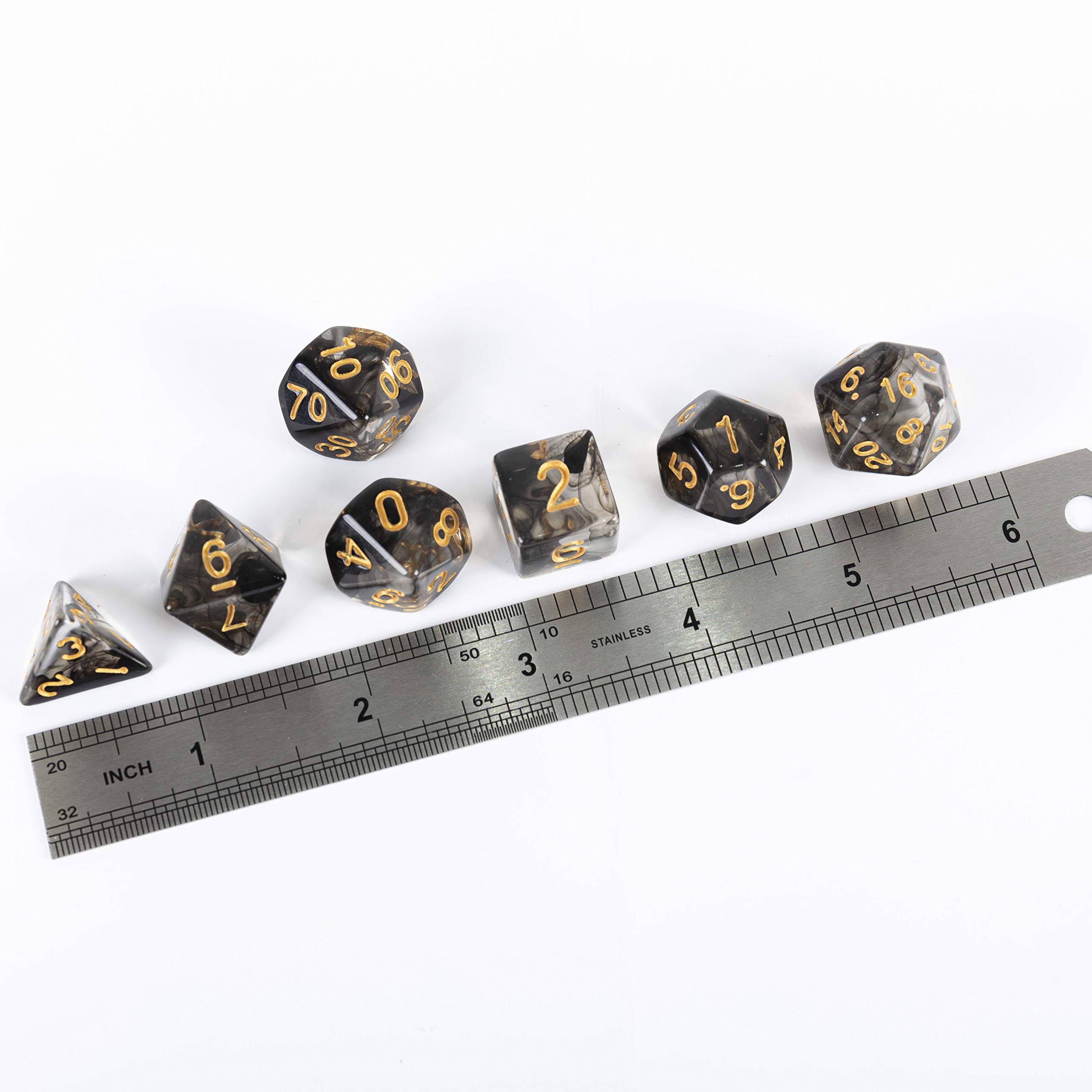 2 Sets DND Dice Set Black White D&D Dice Smoke Clear Resin Polyhedral Crystal D20 Dice for Dungeons and Dragons RPG Tabletop Game Accessories 3